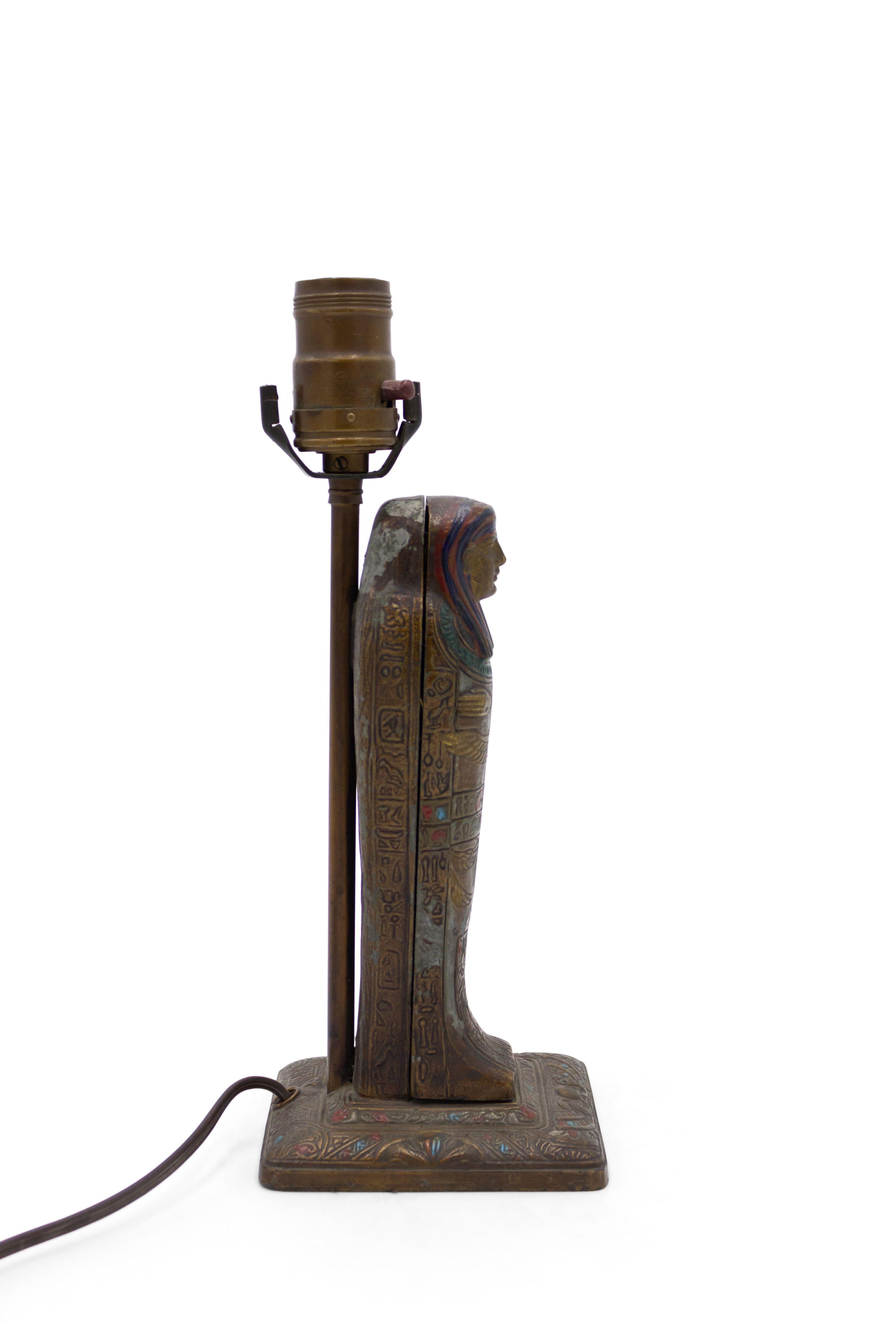19th Century Austrian Egyptian Revival Style Bronze Sarcophagus Metamorphic Table Lamp