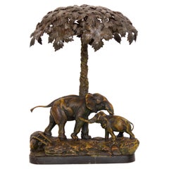Antique Austrian Elephant Sculpture Lamp Early 20th Century