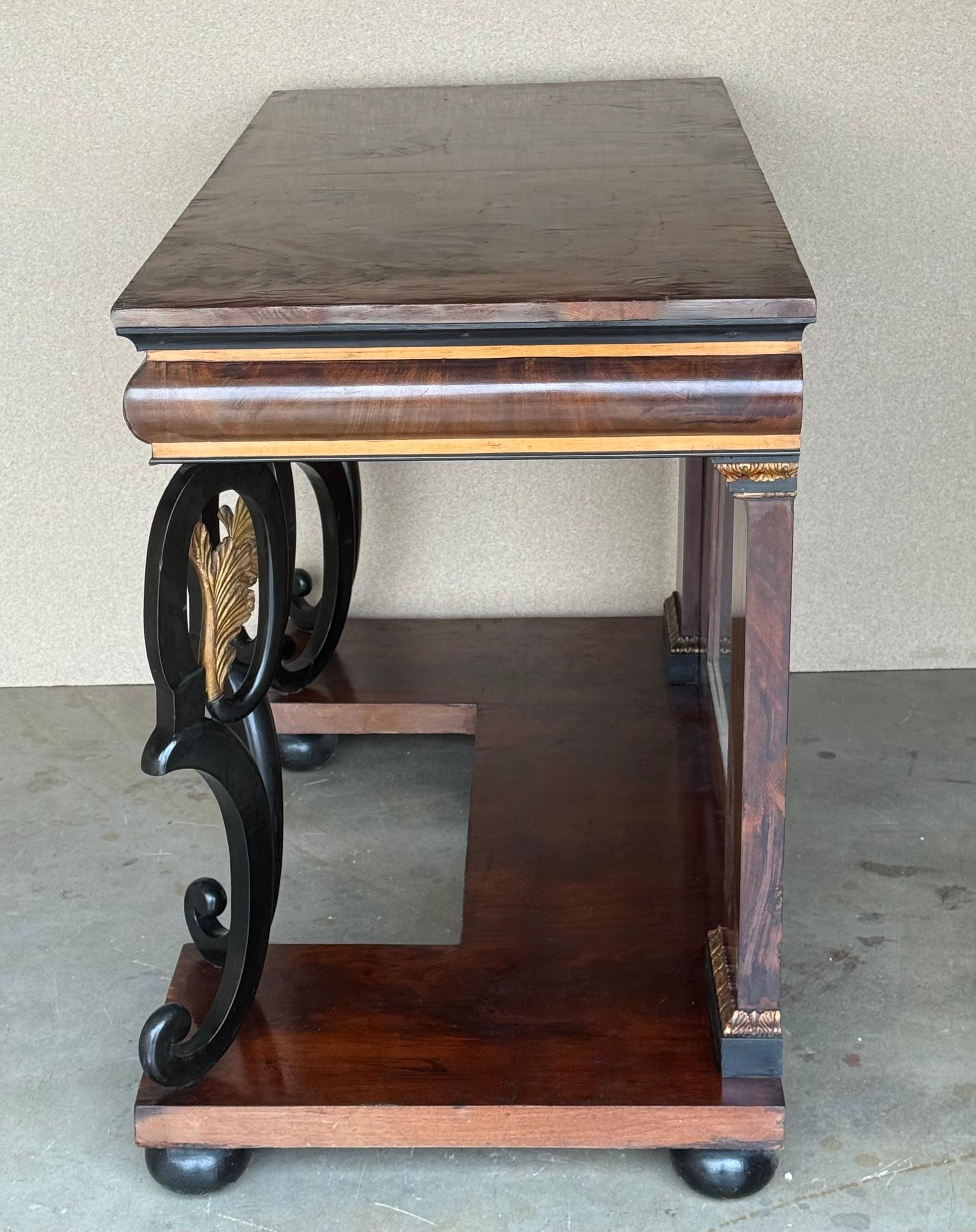 Austrian Empire Console Table with back mirror and Swan Pedestals For Sale 3