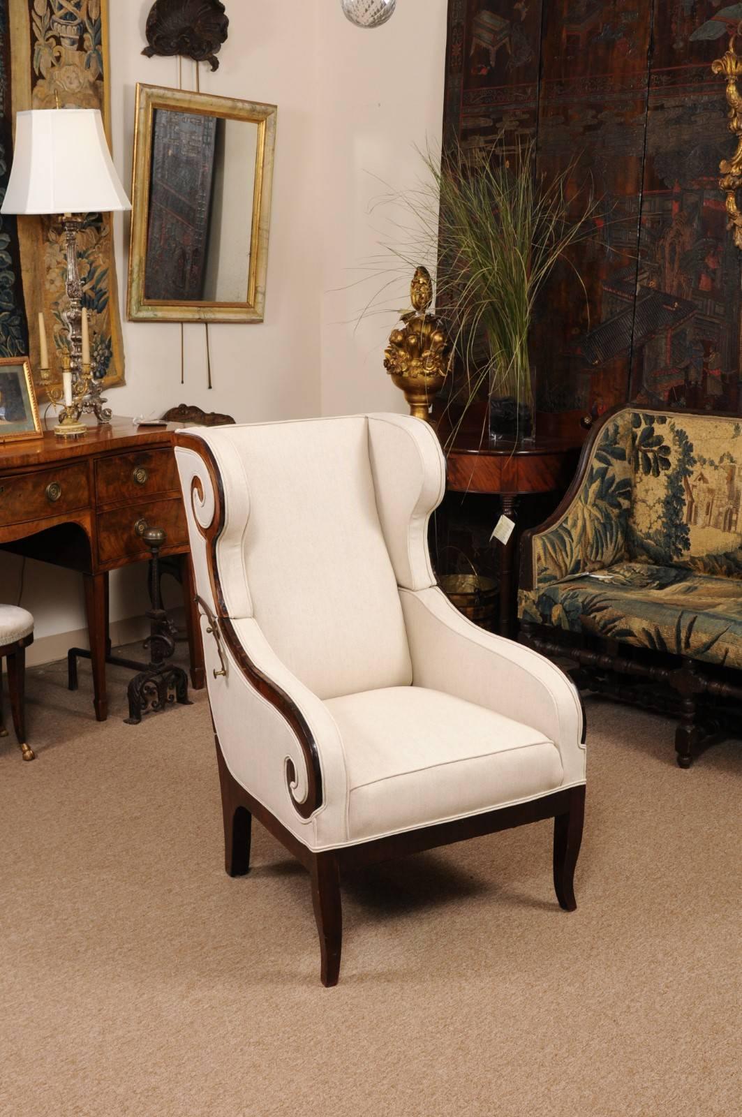 French Austrian Empire Mahogany Bergere Recliner, Early 19th Century