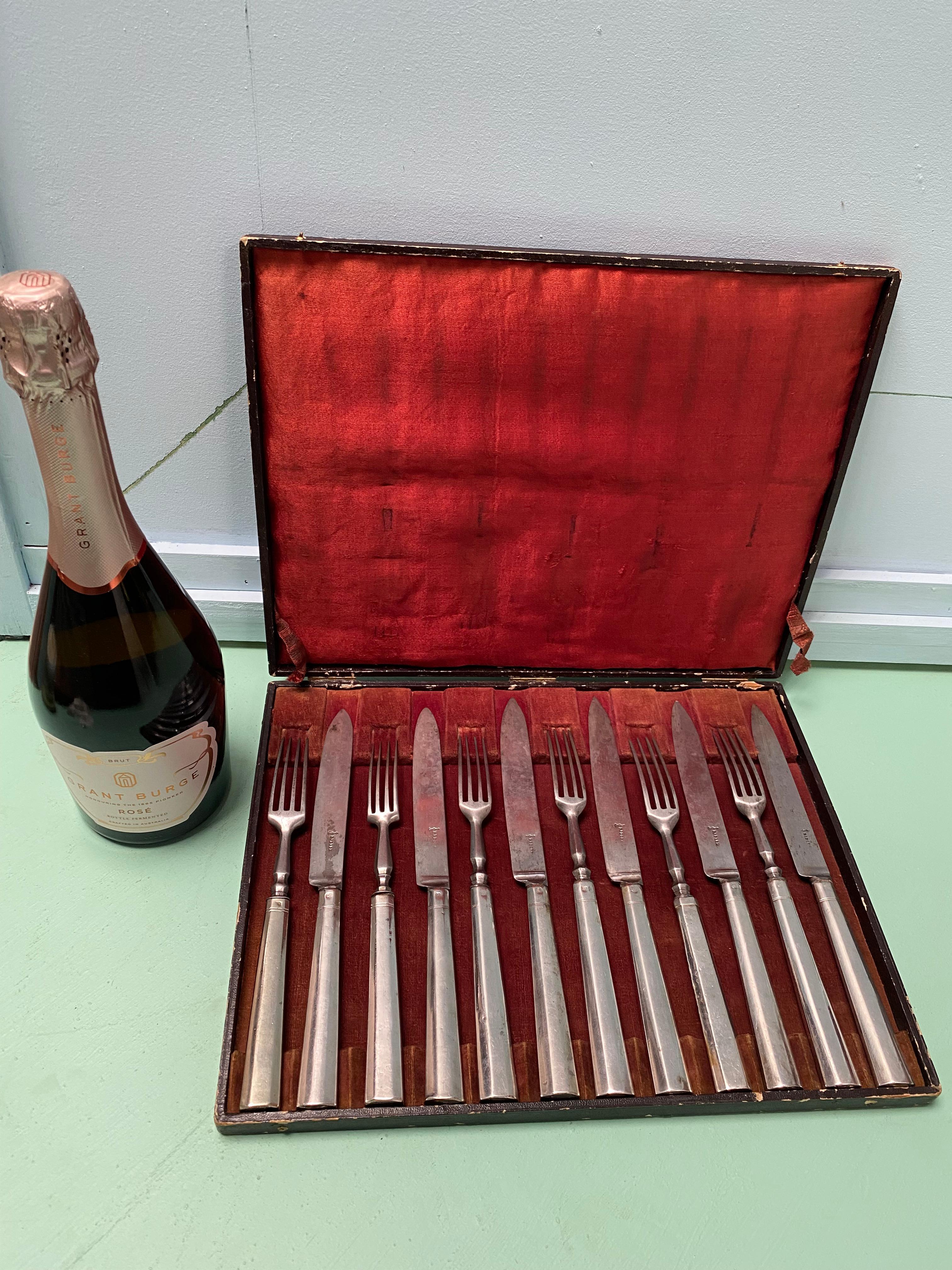Austrian Empire Neoclassical Sterling Silver and Steel Cutlery Set 1830s For Sale 13