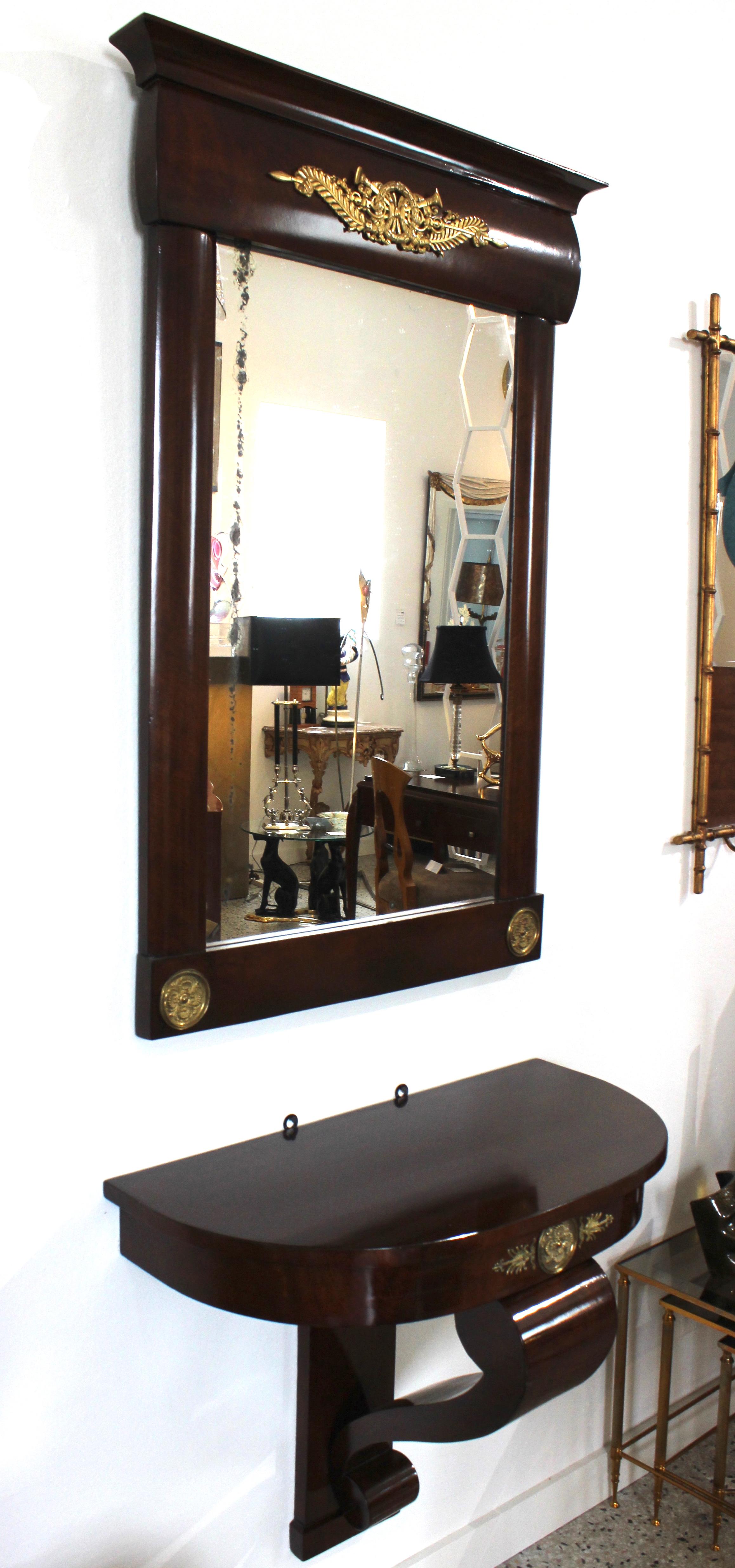 Gilt Austrian Empire Style Console and Mirror  For Sale