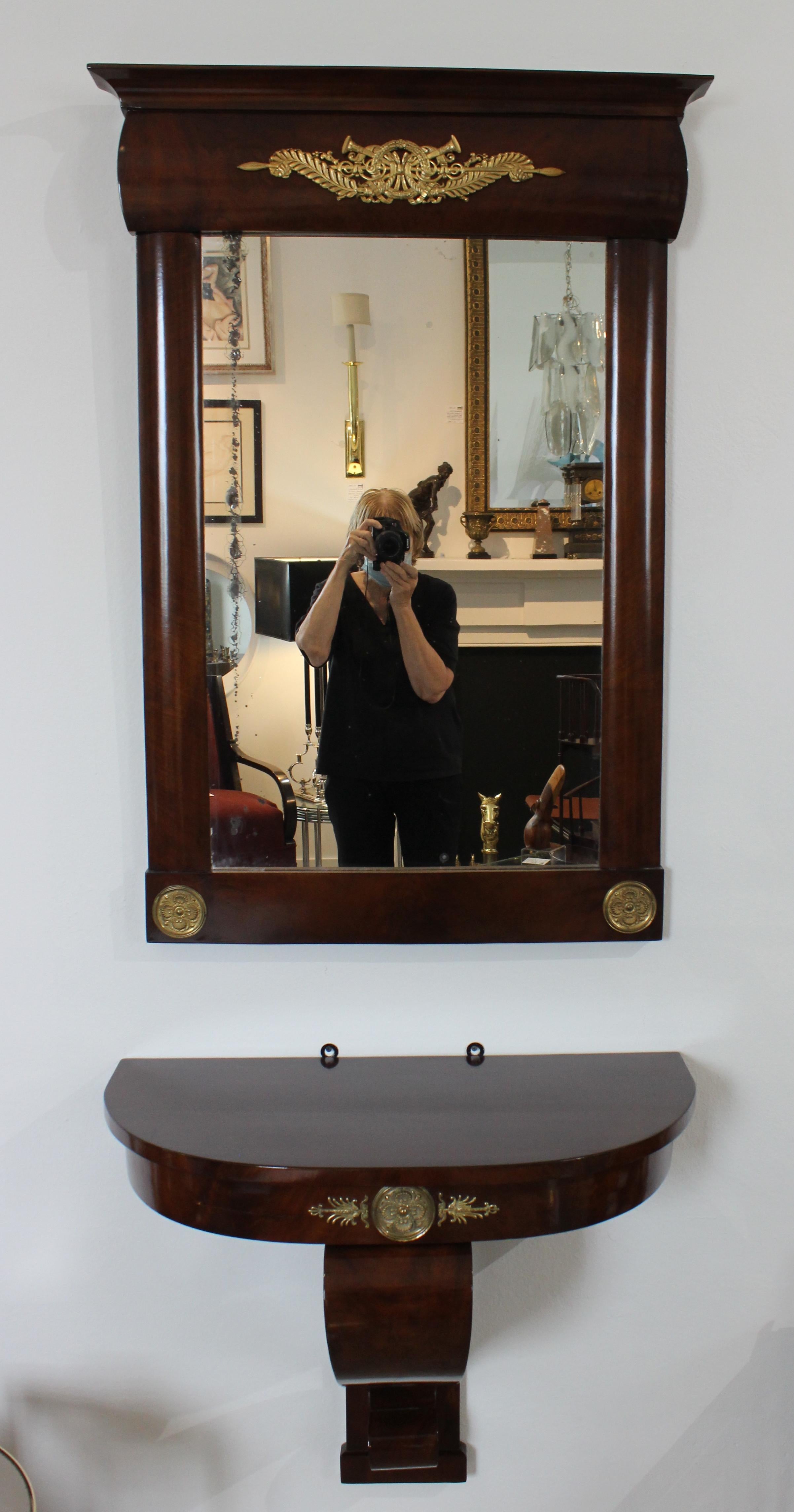 Austrian Empire Style Console and Mirror  In Good Condition For Sale In West Palm Beach, FL