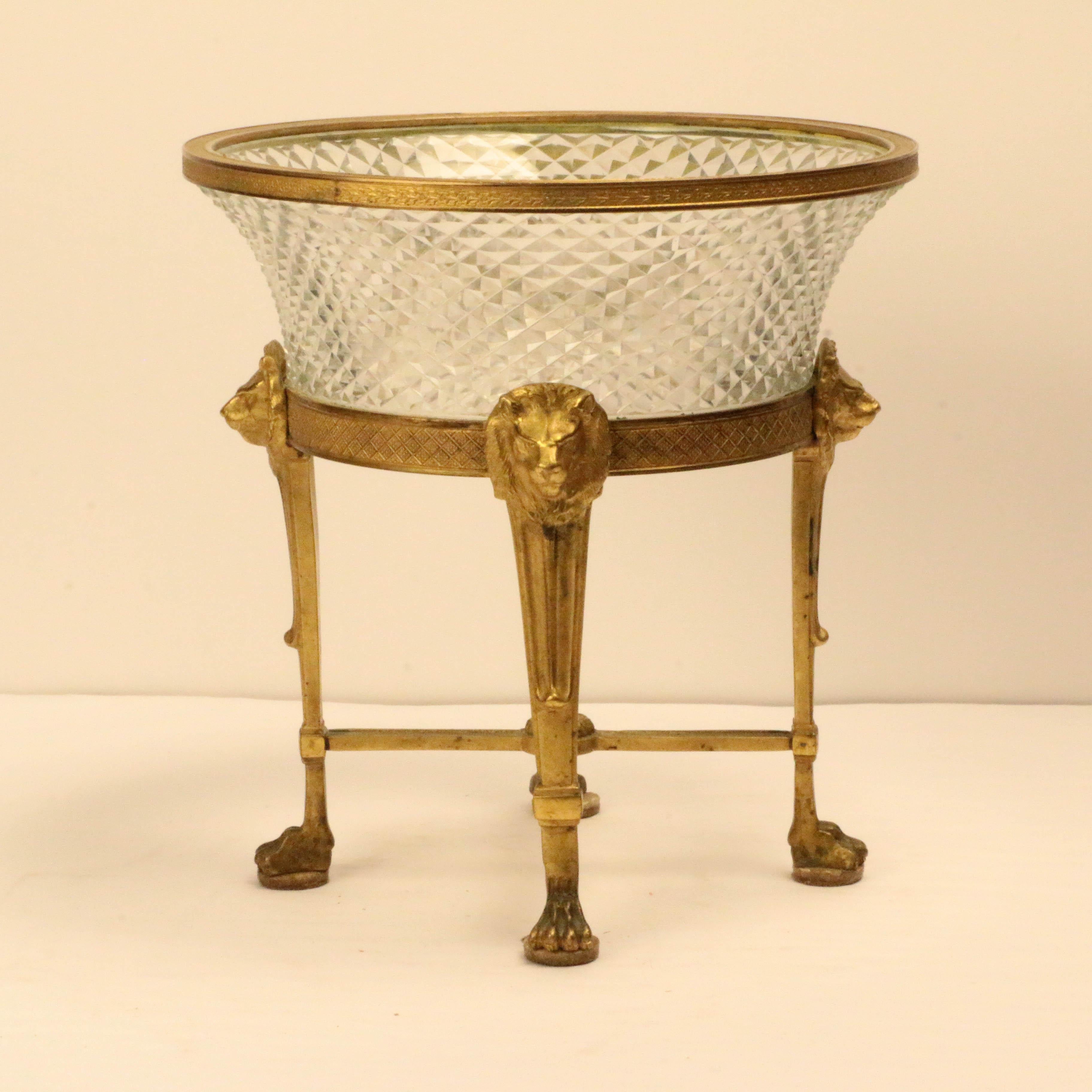 Austrian Empire Style Gilt Bronze Mounted Crystal Centrepiece In Good Condition In Montreal, QC