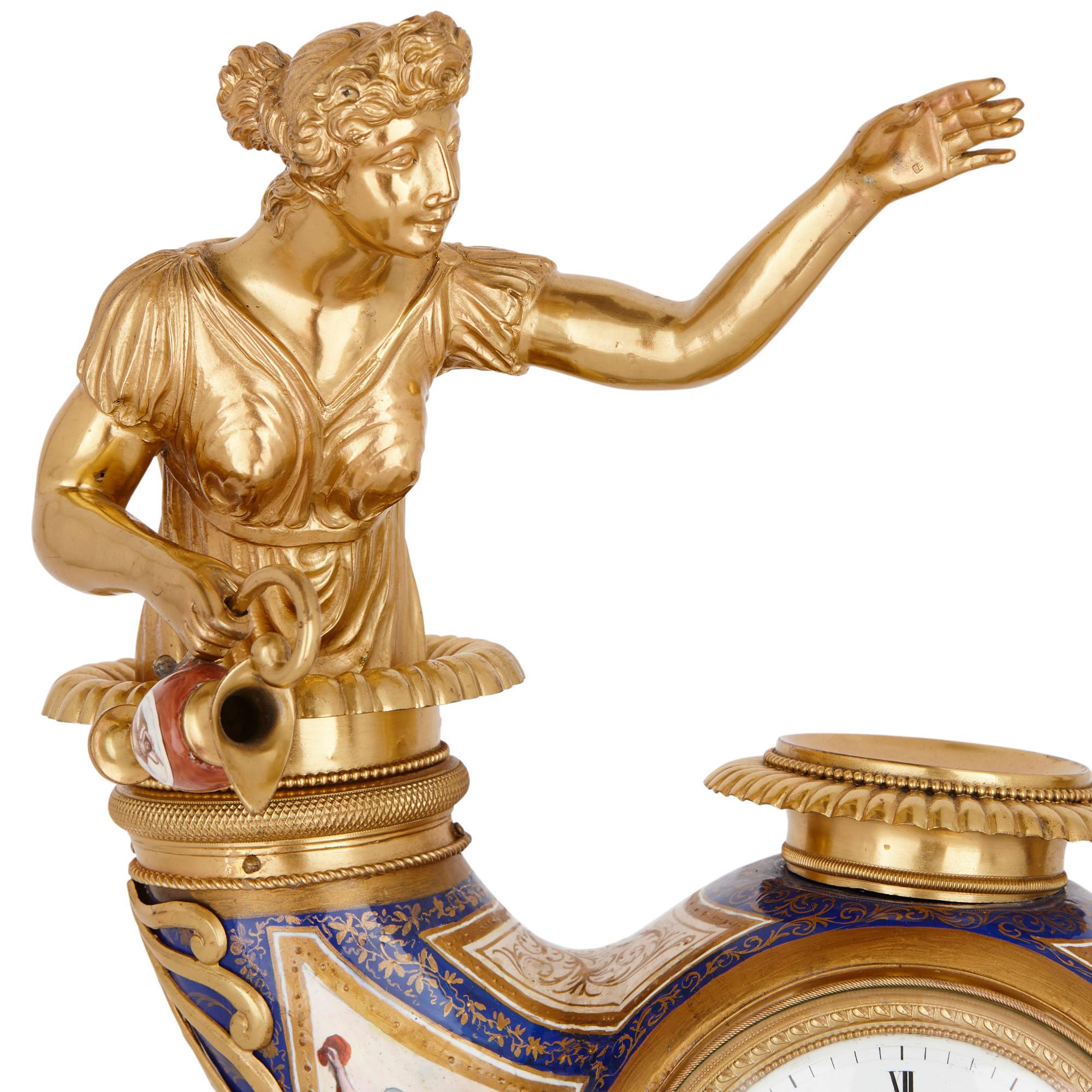 Österreichische Uhr aus Emaille und Silber, vergoldet von Ludwig Politzer (Vergoldet) im Angebot