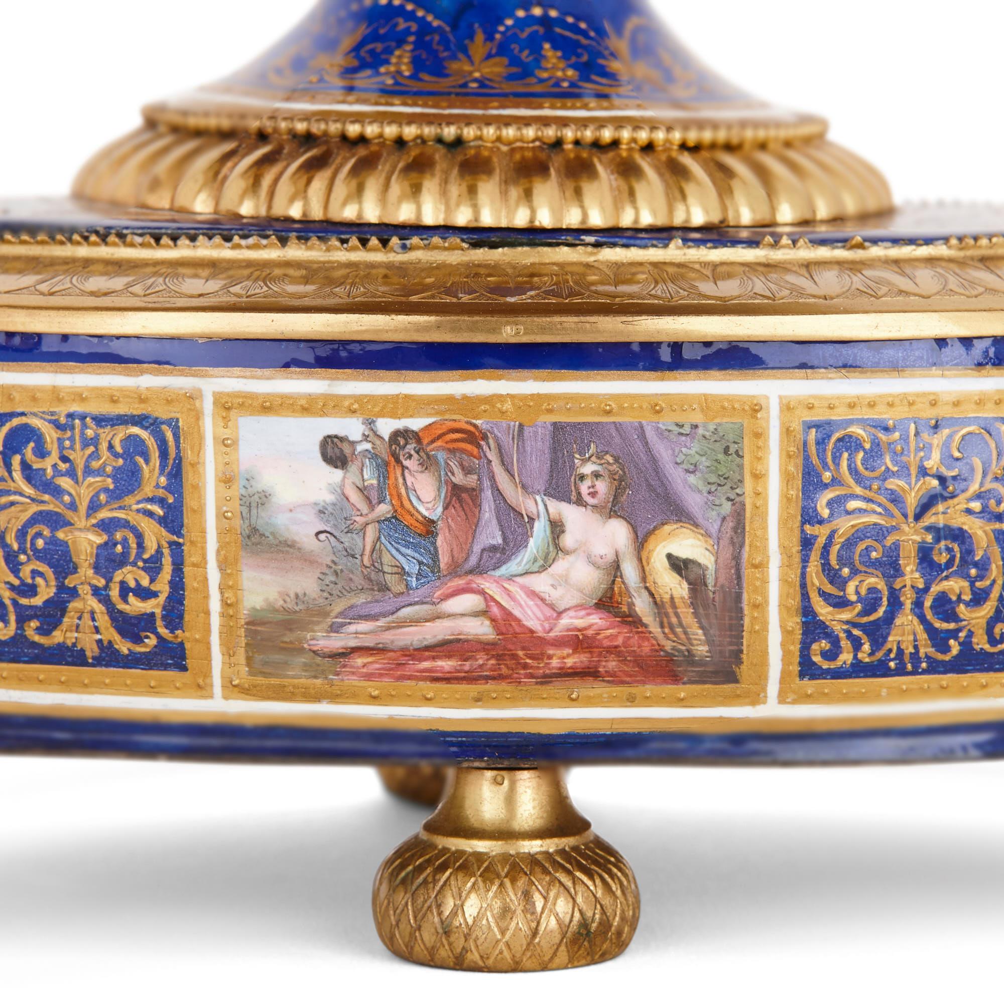 19th Century Austrian Enamel and Silver-Gilt Clock by Ludwig Politzer For Sale