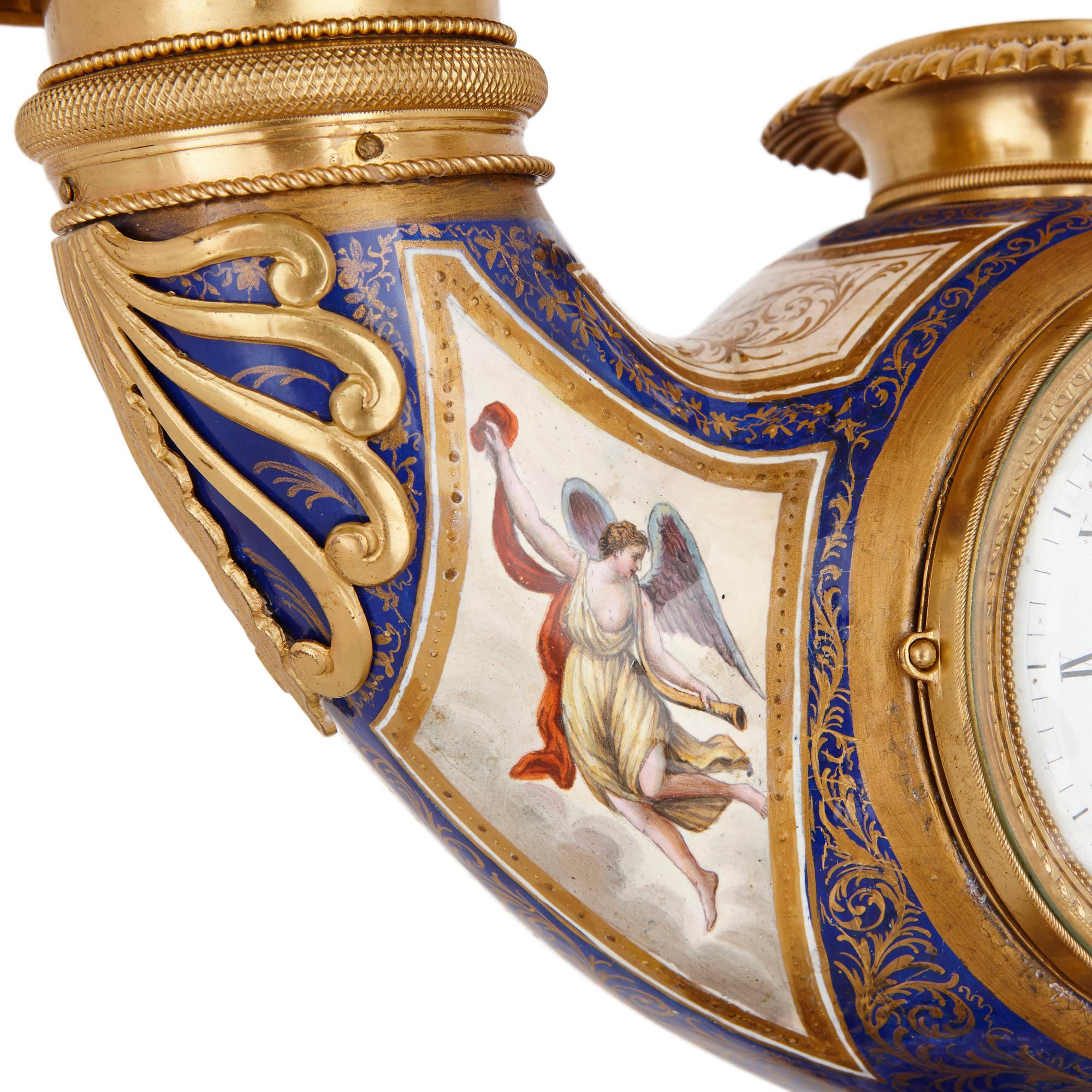 Austrian Enamel and Silver-Gilt Clock by Ludwig Politzer For Sale 1