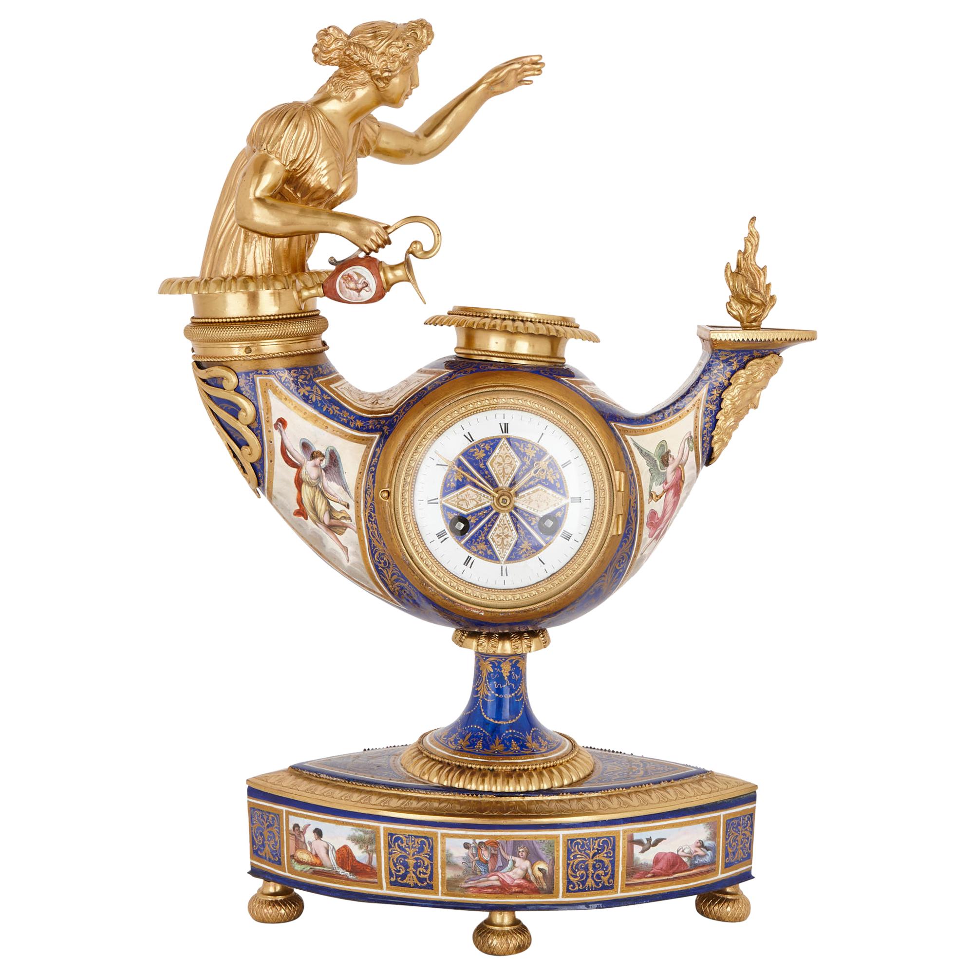 Austrian Enamel and Silver-Gilt Clock by Ludwig Politzer For Sale