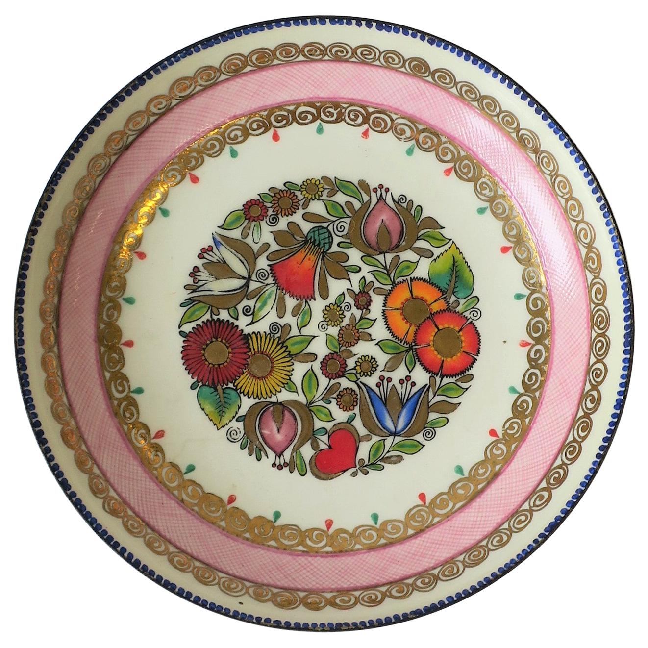 Austrian Porcelain Enamel Bowl Jewelry Dish with Flower Design For Sale