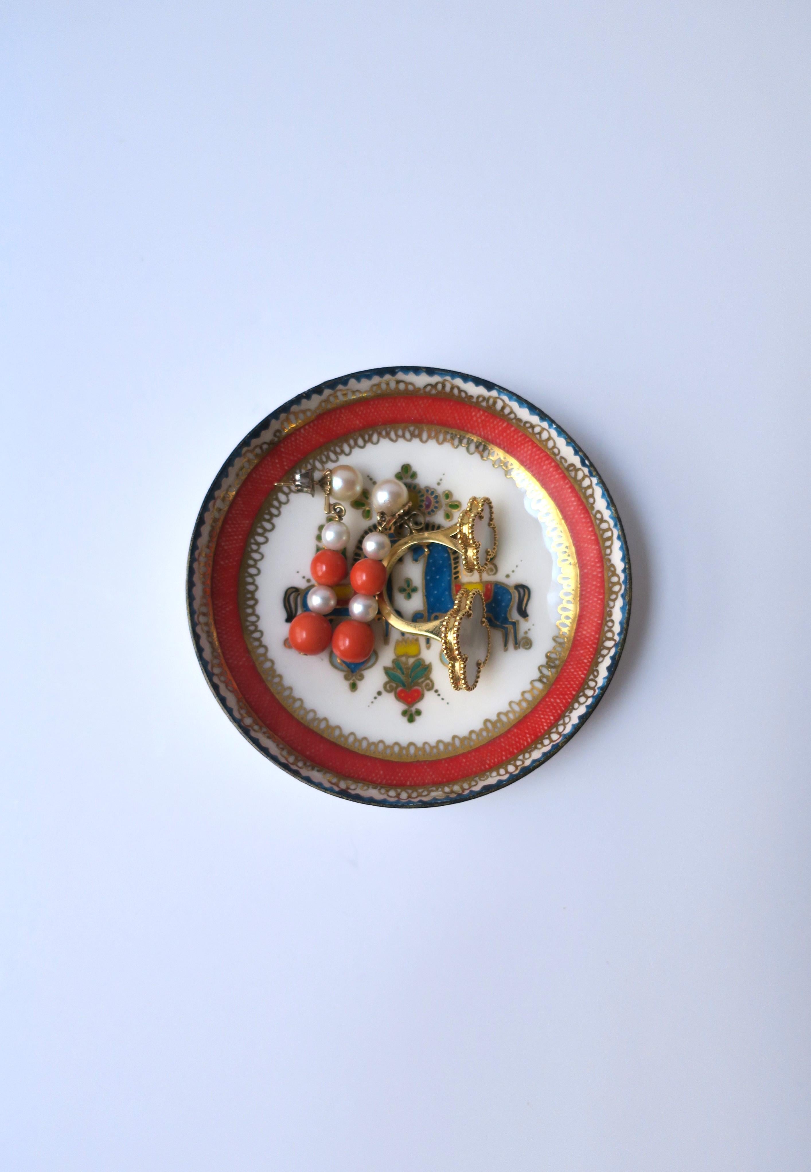 20th Century Austrian Enamel Jewelry or Pill Dish with Horse Design For Sale