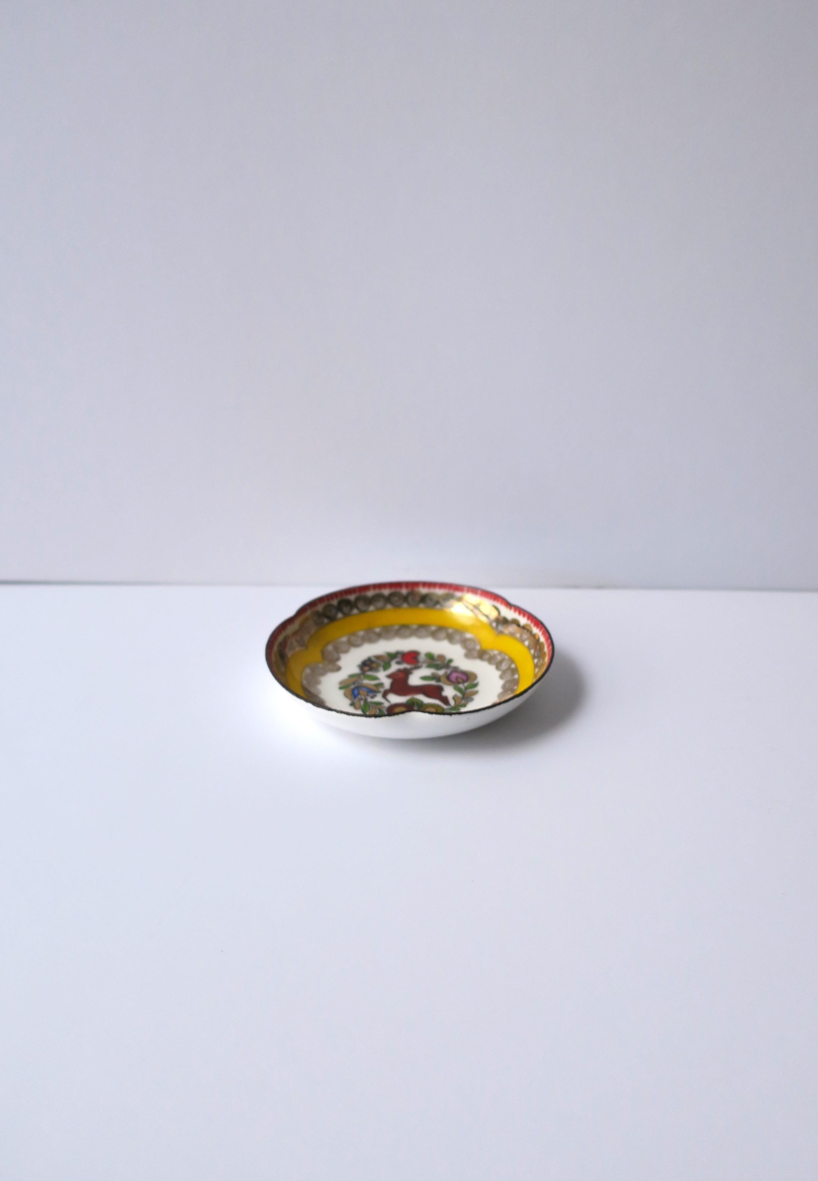 Austrian Enamel Jewely or Pill Dish with Stag Buck Deer For Sale 1