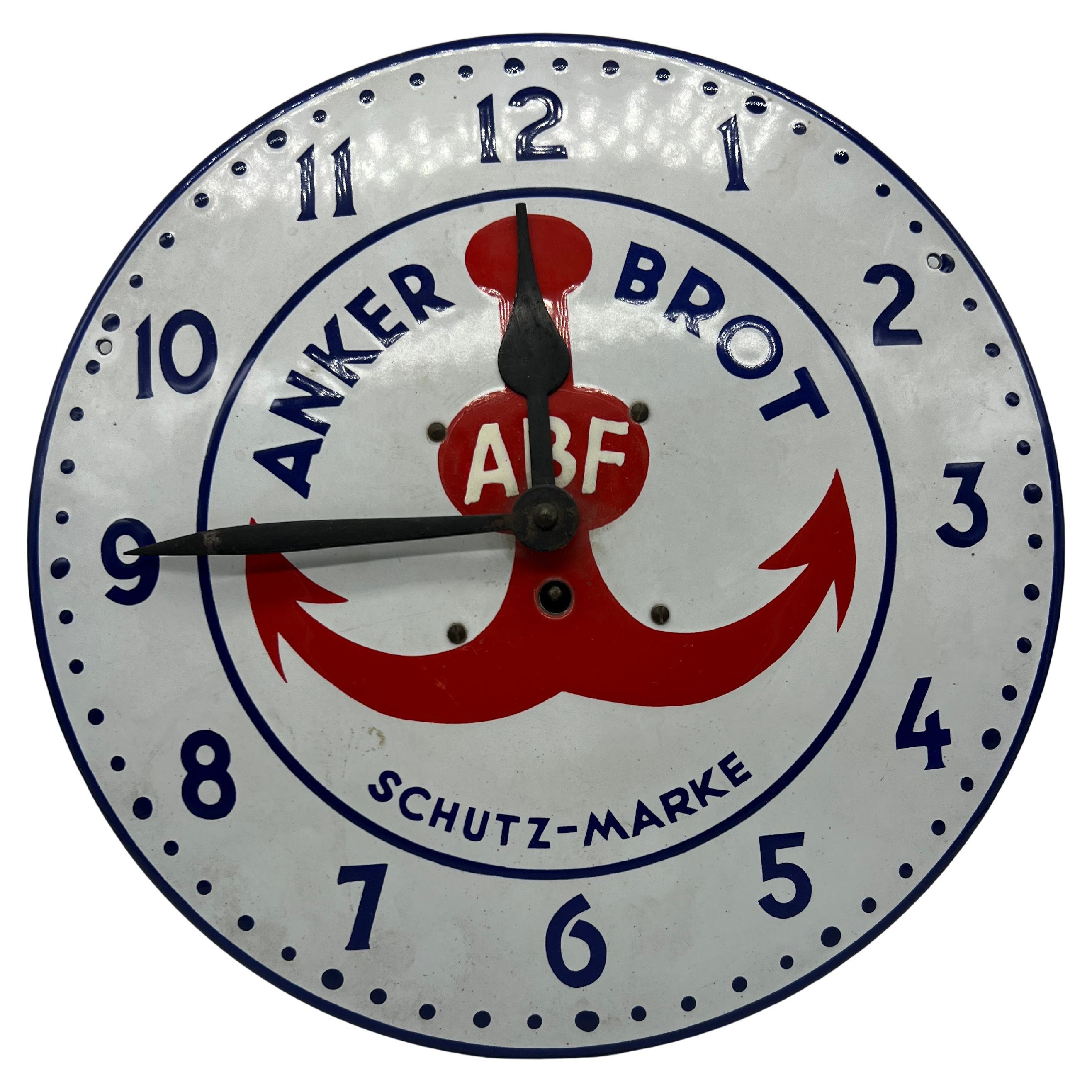 Early 20th Century Austrian enameled wall clock as Anker Brot 1920 For Sale