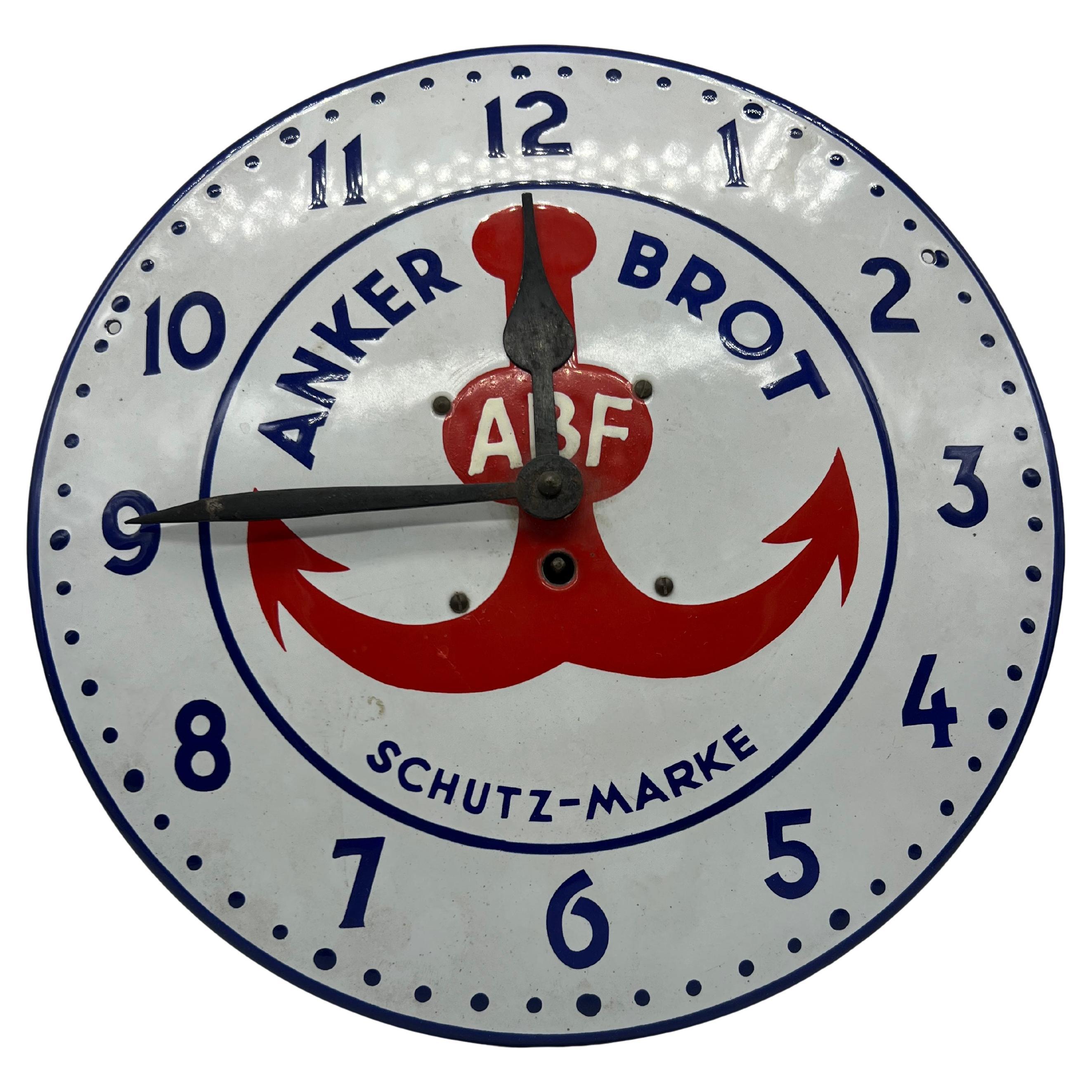 Austrian enameled wall clock as Anker Brot 1920 For Sale