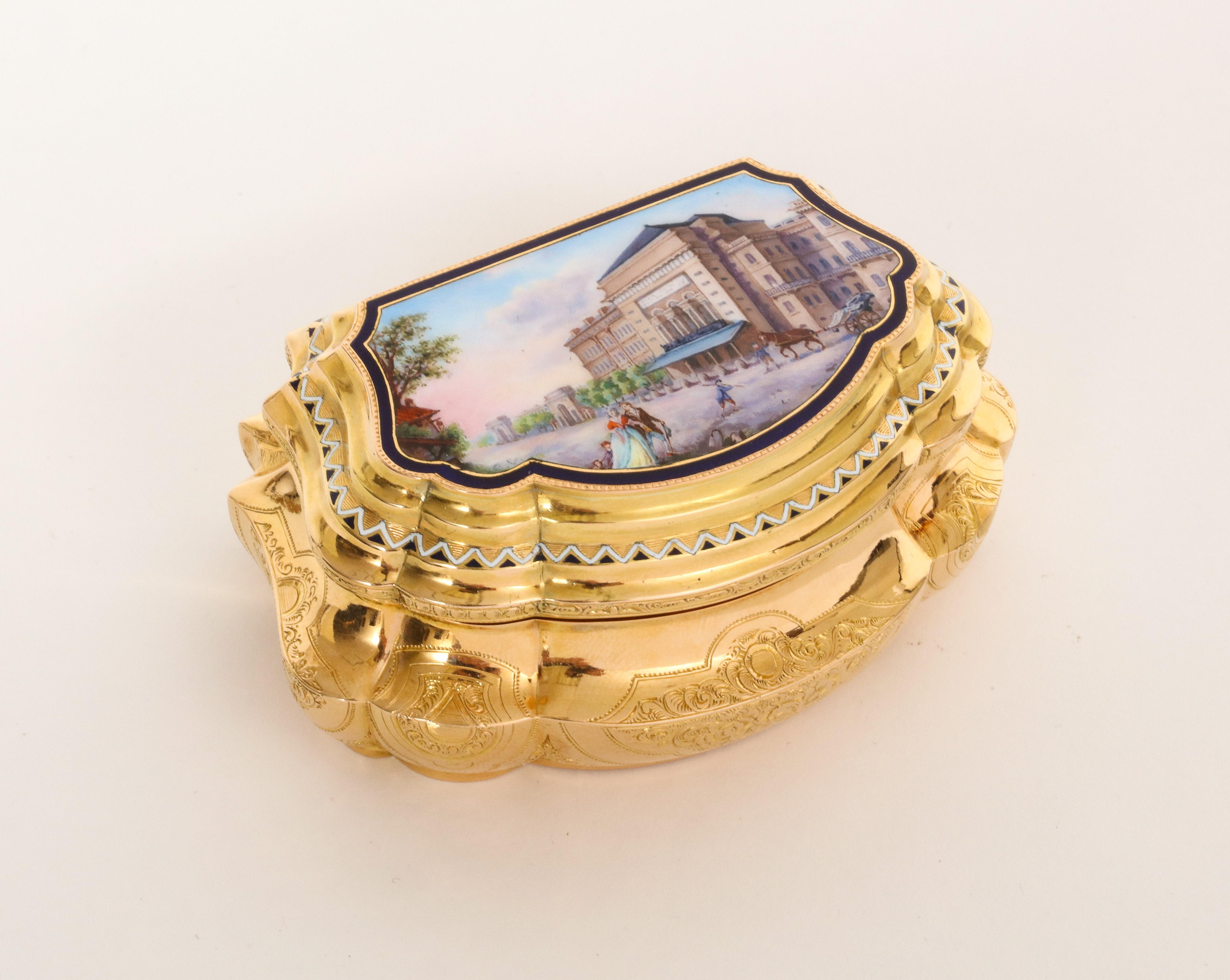 Austrian Enamelled 18k Gold Snuff Box In Excellent Condition In New York, NY