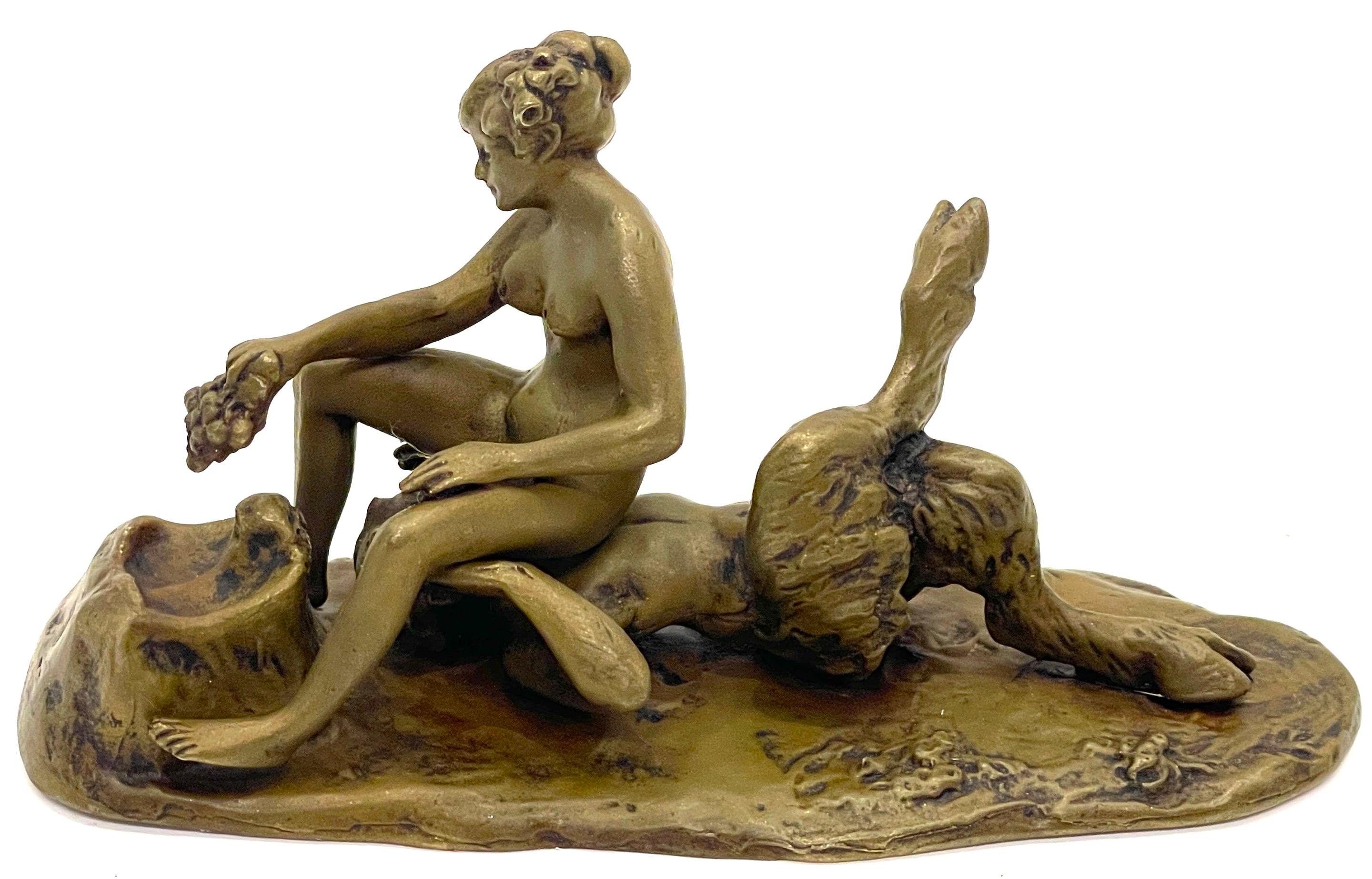 Austrian Erotic Bronze Nymph & Satyr, Style of Bergman  For Sale 1