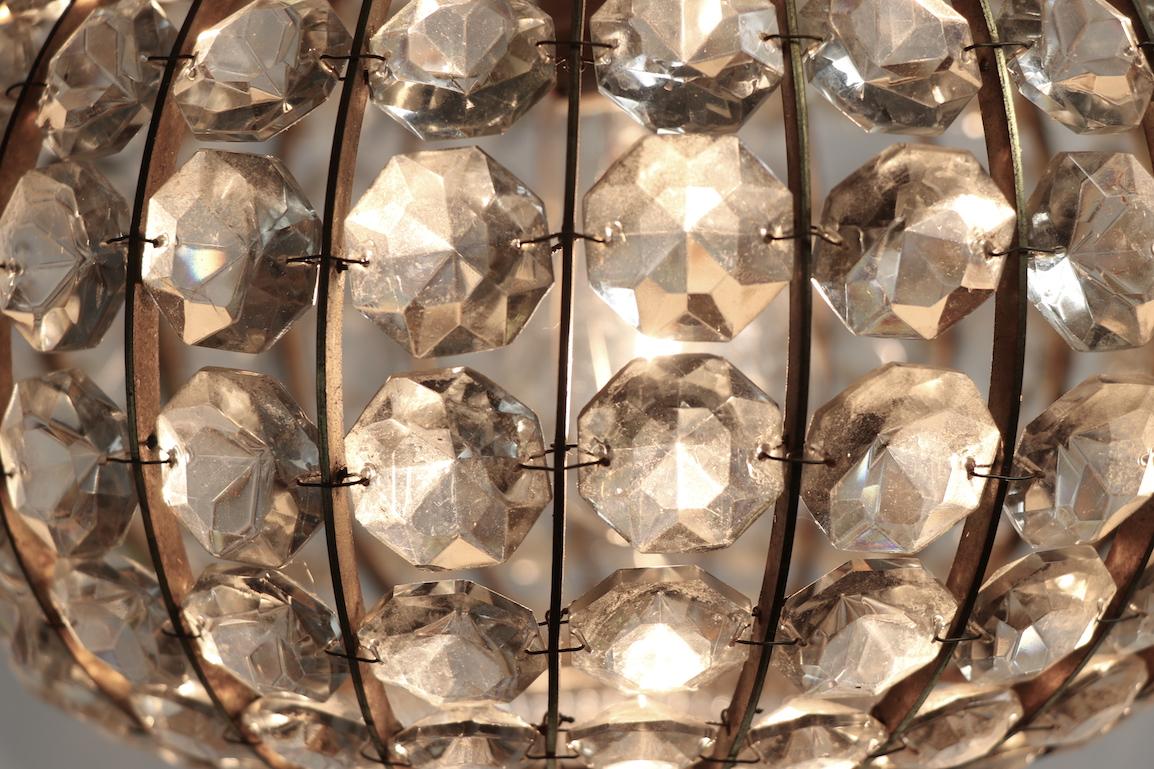 Austrian Faceted Crystal Chandelier In Good Condition For Sale In New York, NY