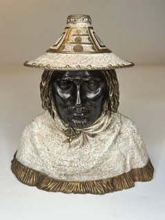 Austrian Figural Bronze Tobacco Jar Humidor