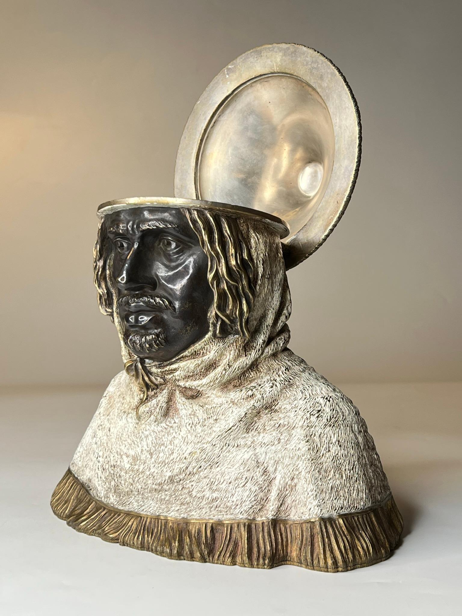 Österreichisches figurales Humidor-Tabakglas aus Bronze (19. Jahrhundert) im Angebot