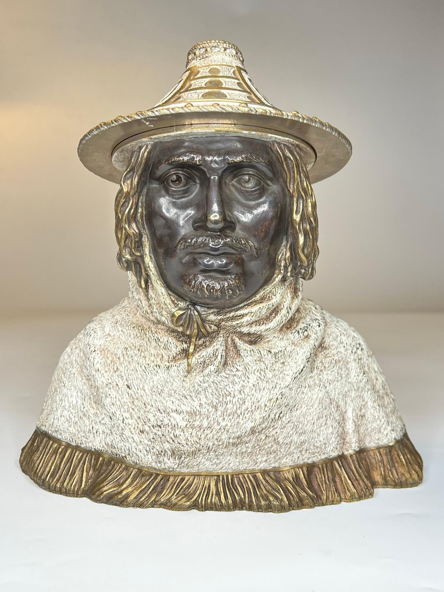 Österreichisches figurales Humidor-Tabakglas aus Bronze im Angebot 3