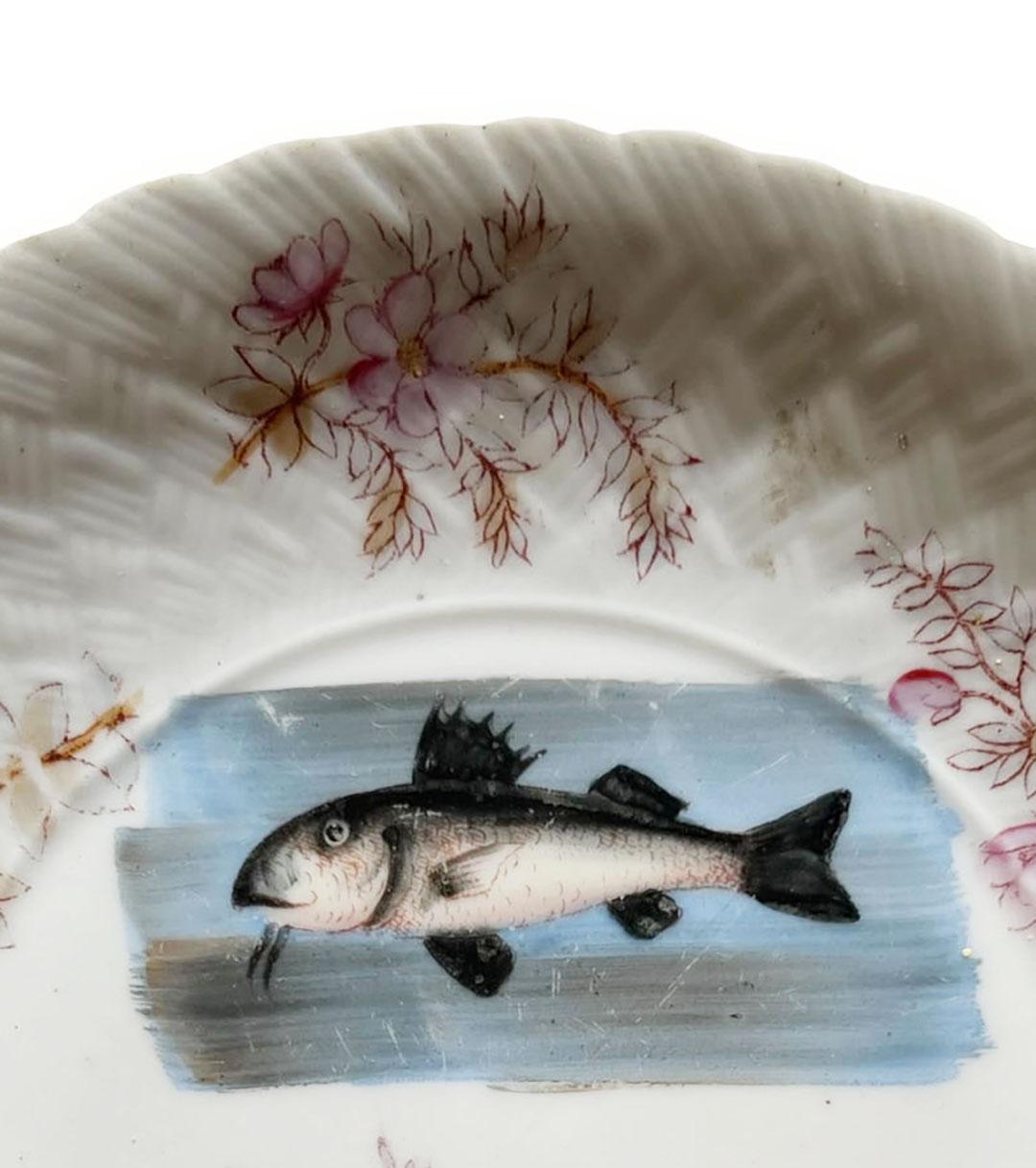Hand-Painted Austrian Fish And Shell Plate For Sale