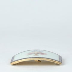 Austrian Floral Guilloche Enamel Silver Belt Buckle, circa 1910