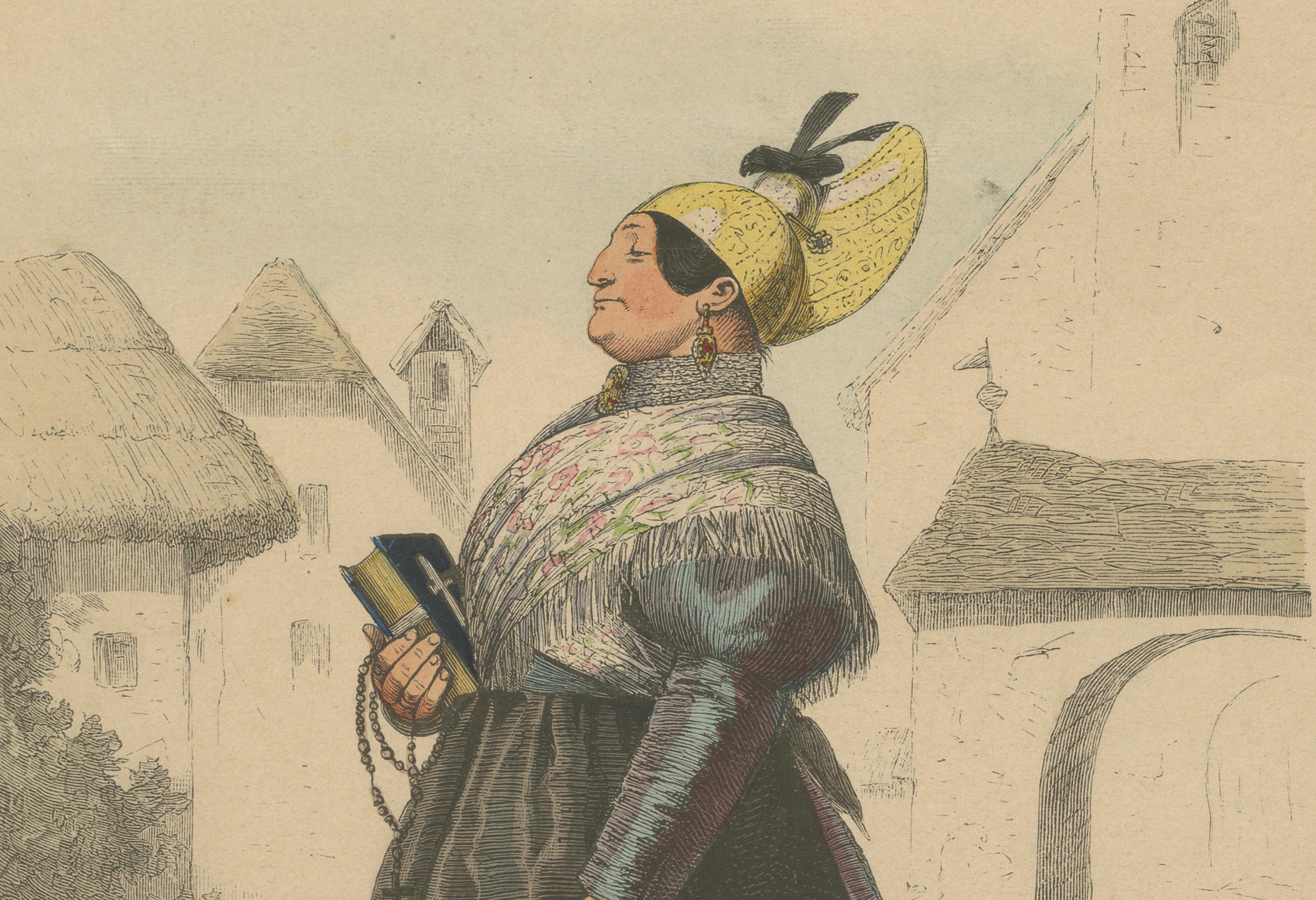 Austrian Folk Costume Pair, Upper Austria – Elegant Rural Figures, 1876