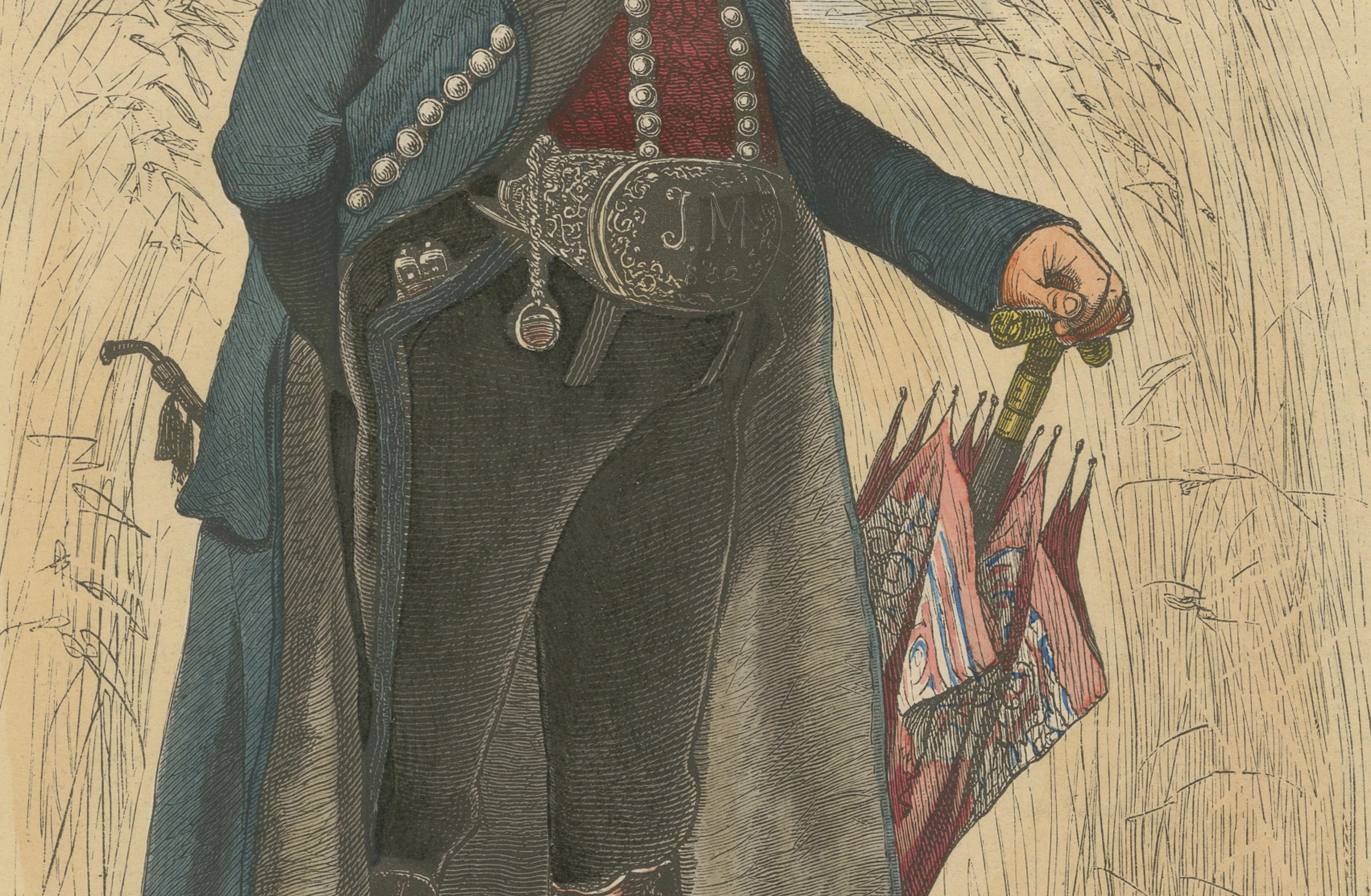 Austrian Folk Costume Pair, Upper Austria – Elegant Rural Figures, 1876