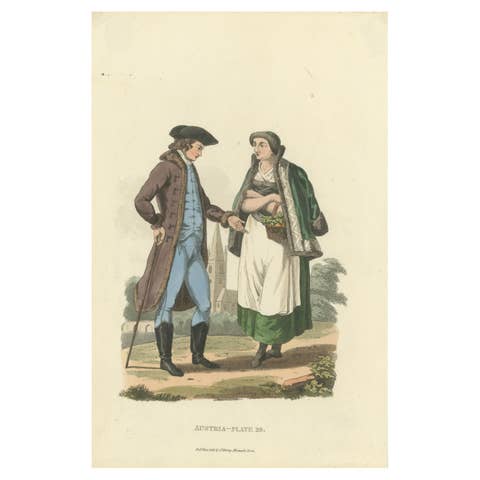 Austrian Folk Couple: Elegant Regency Costume from 1808