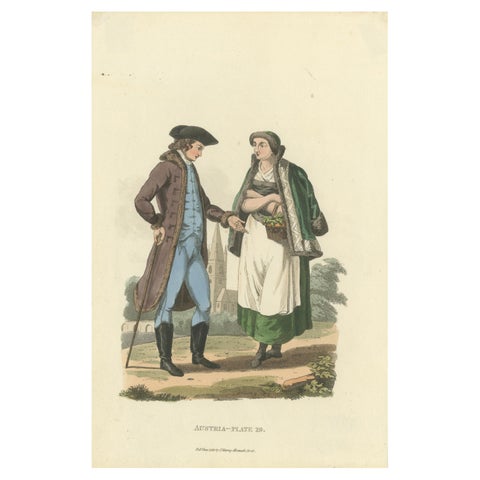 Austrian Folk Couple: Elegant Regency Costume from 1808