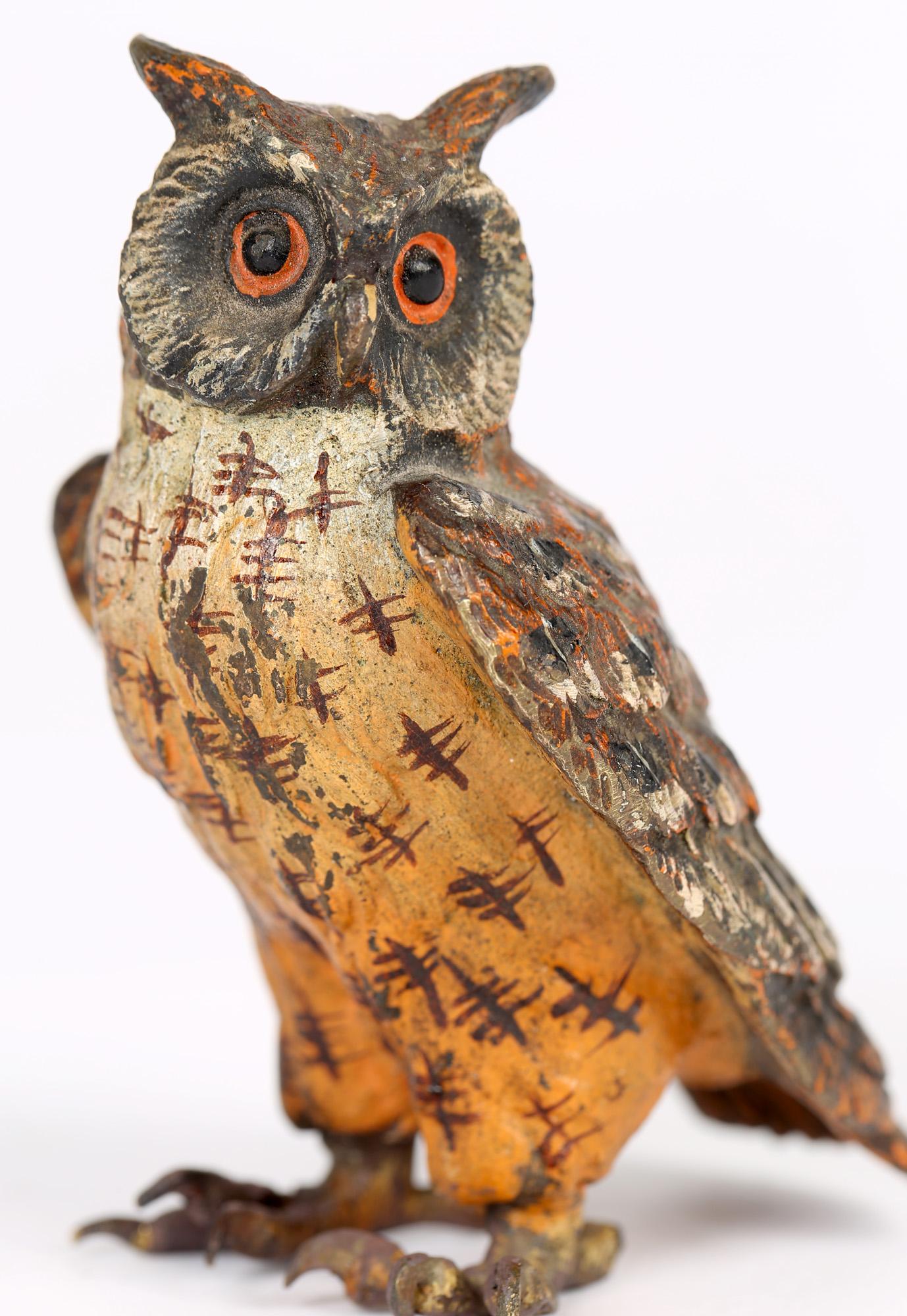 Austrian Franz Bergman Attributed Cold Painted Bronze Figure of an Owl 2