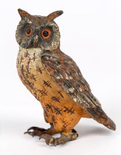 Austrian Franz Bergman Attributed Cold Painted Bronze Figure of an Owl