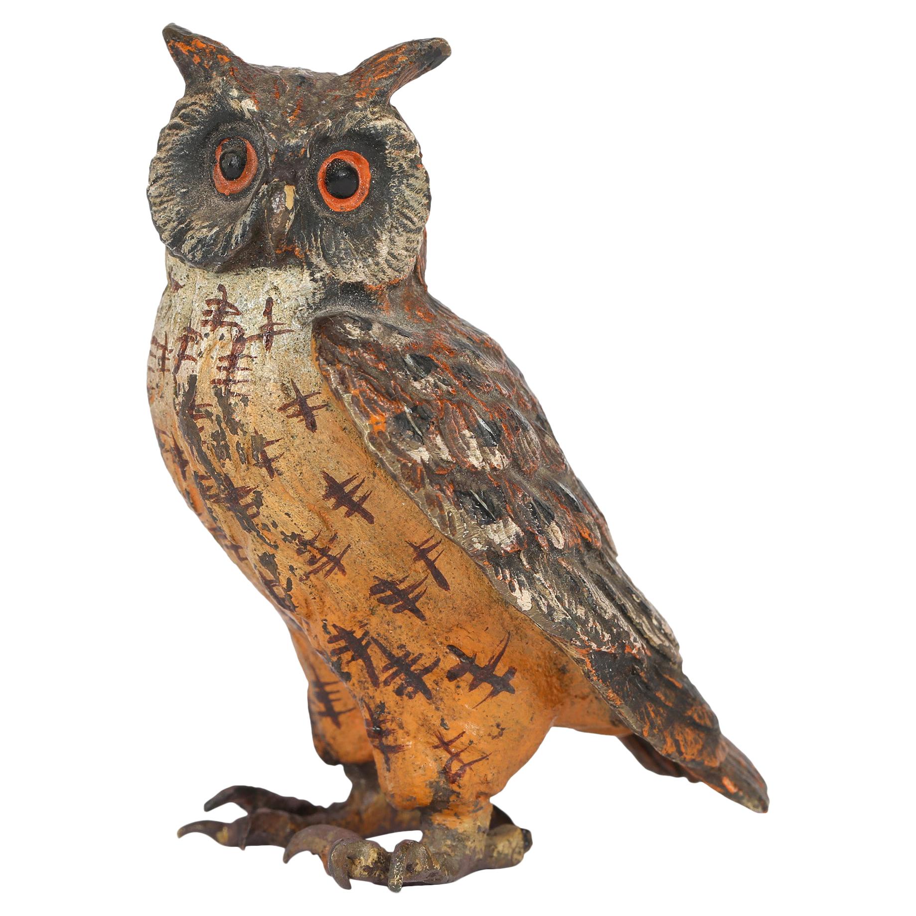 Austrian Franz Bergman Attributed Cold Painted Bronze Figure of an Owl