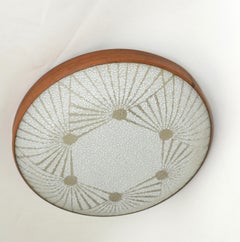 Österreichische Einbaubeleuchtung aus Milchglas und Teakholz, Mid-Century Modern