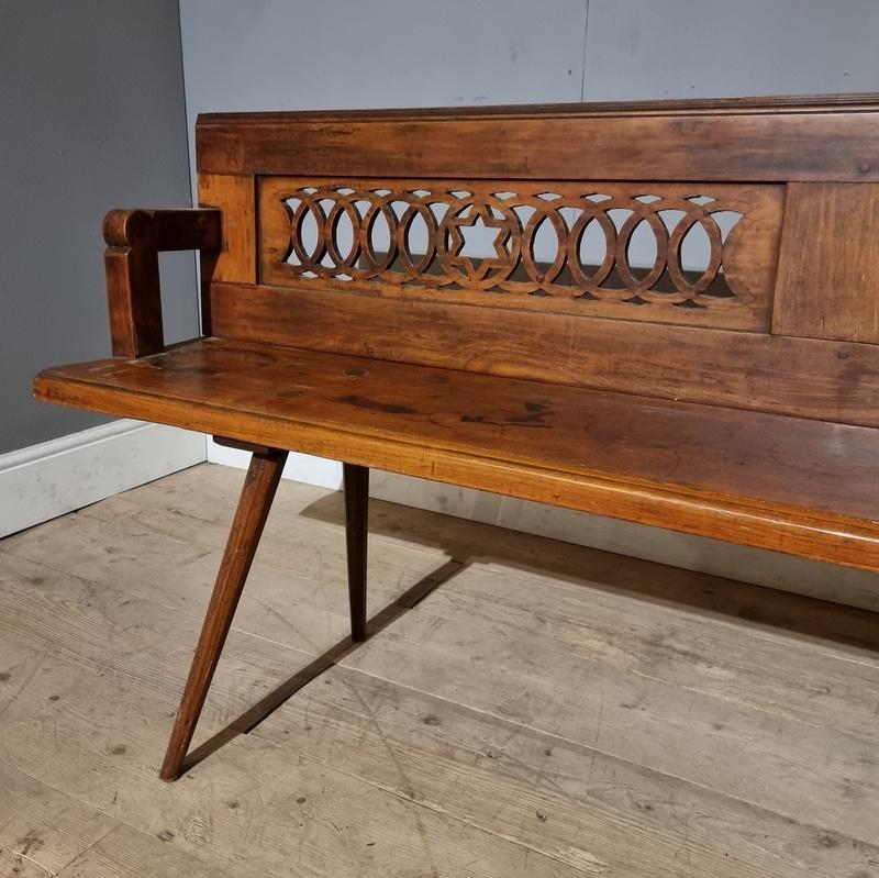 Very good early 19th C Austrian fruitwood settle bench. 1820.

Seat height is 19.5