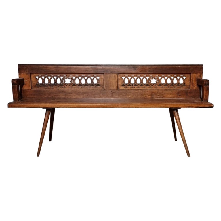 Banc de banquet autrichien en bois fruitier en vente