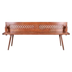 Antique Austrian Fruitwood Settle Bench