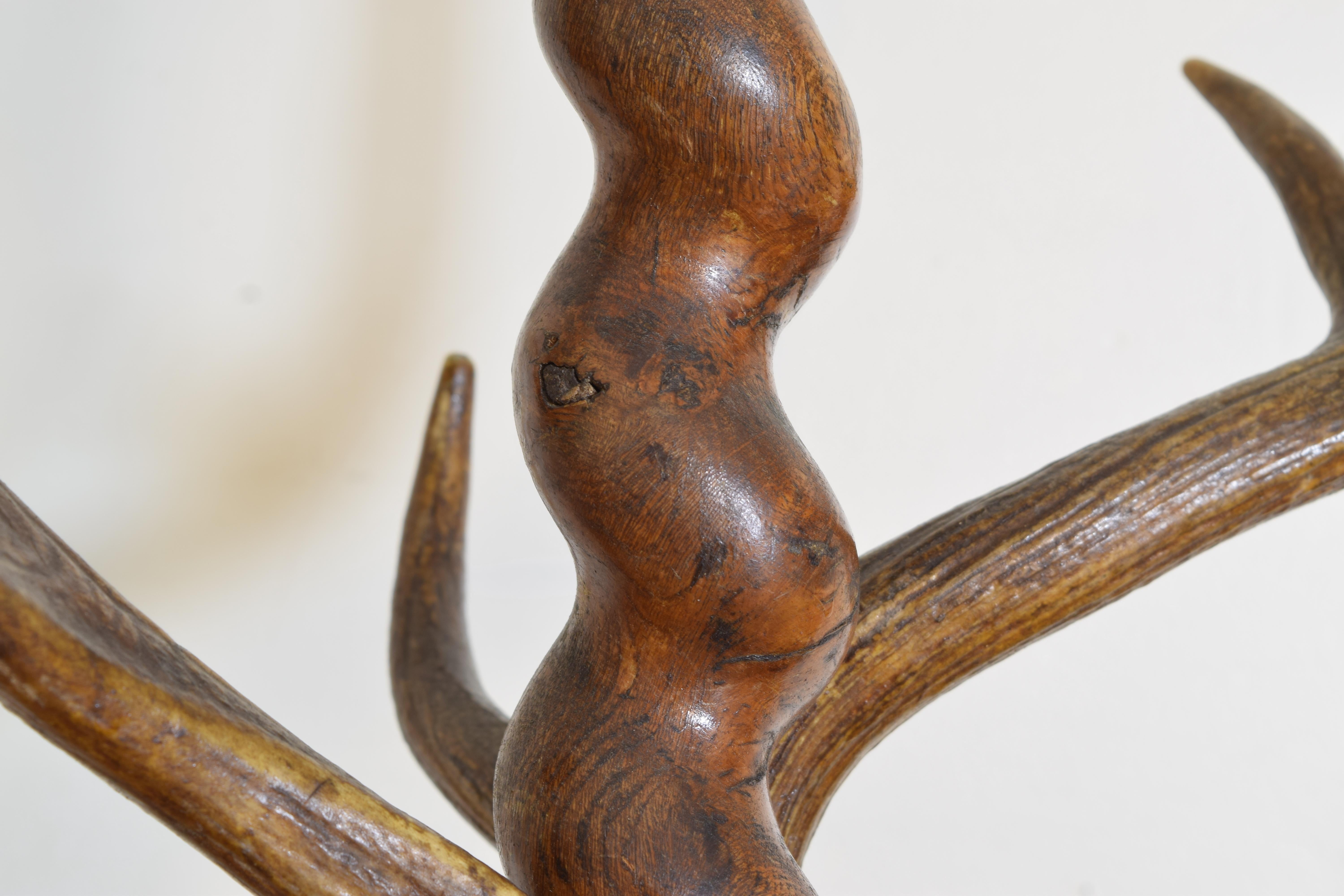 Austrian/German Oak and Elk Horn Coat/Hat/Umbrella Stand, circa 1860 3