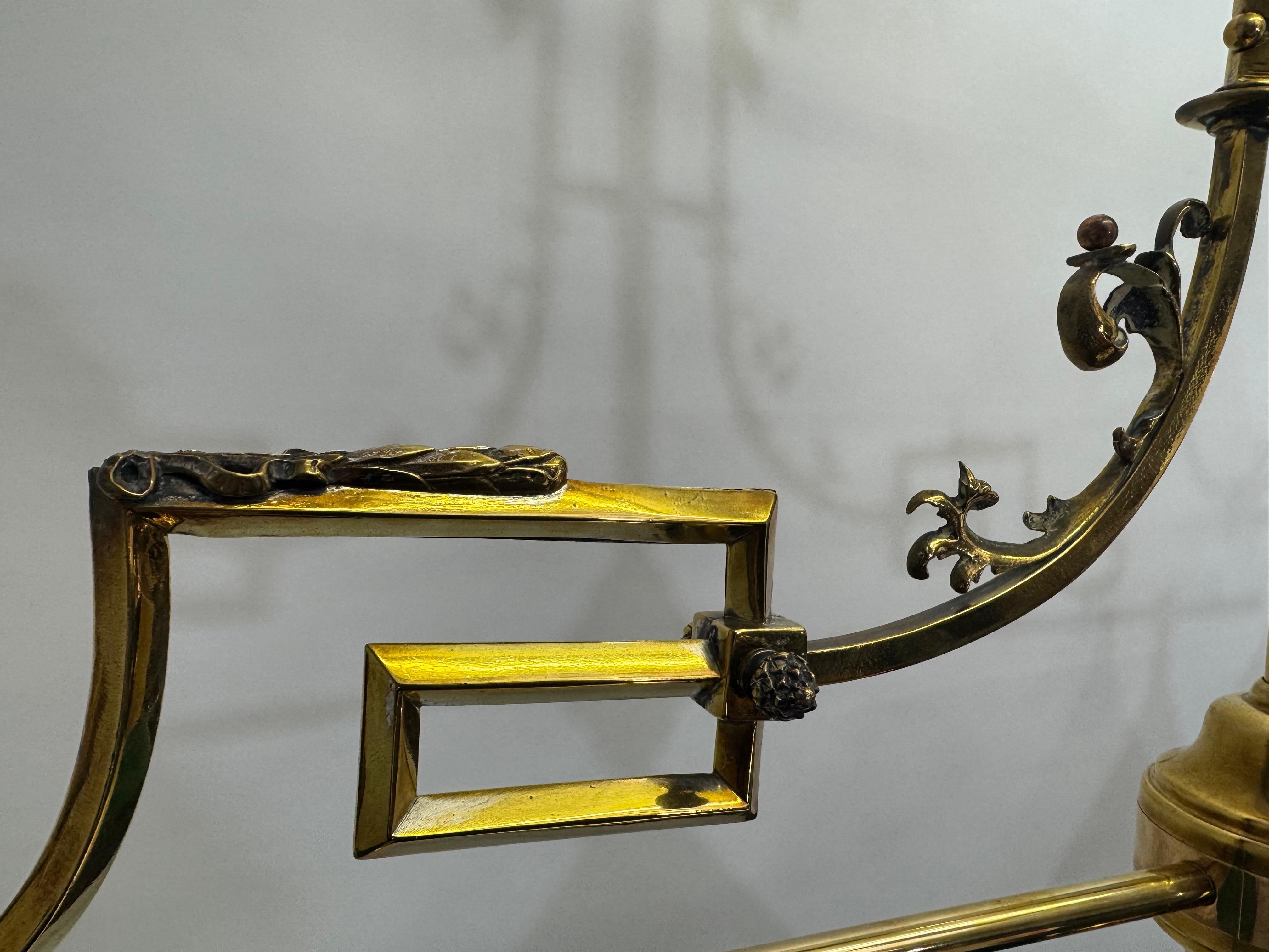 Lustre de bibliothèque autrichien en laiton doré, Vienne, vers 1900 en vente 6