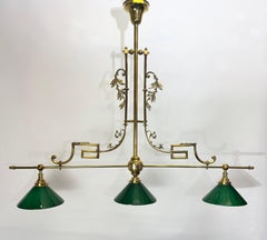 Austrian Gilded Brass Billiard Library Chandelier, Vienna, ca. 1900s