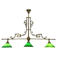 Austrian Gilded Brass Billiard Library Chandelier, Vienna, ca. 1900s