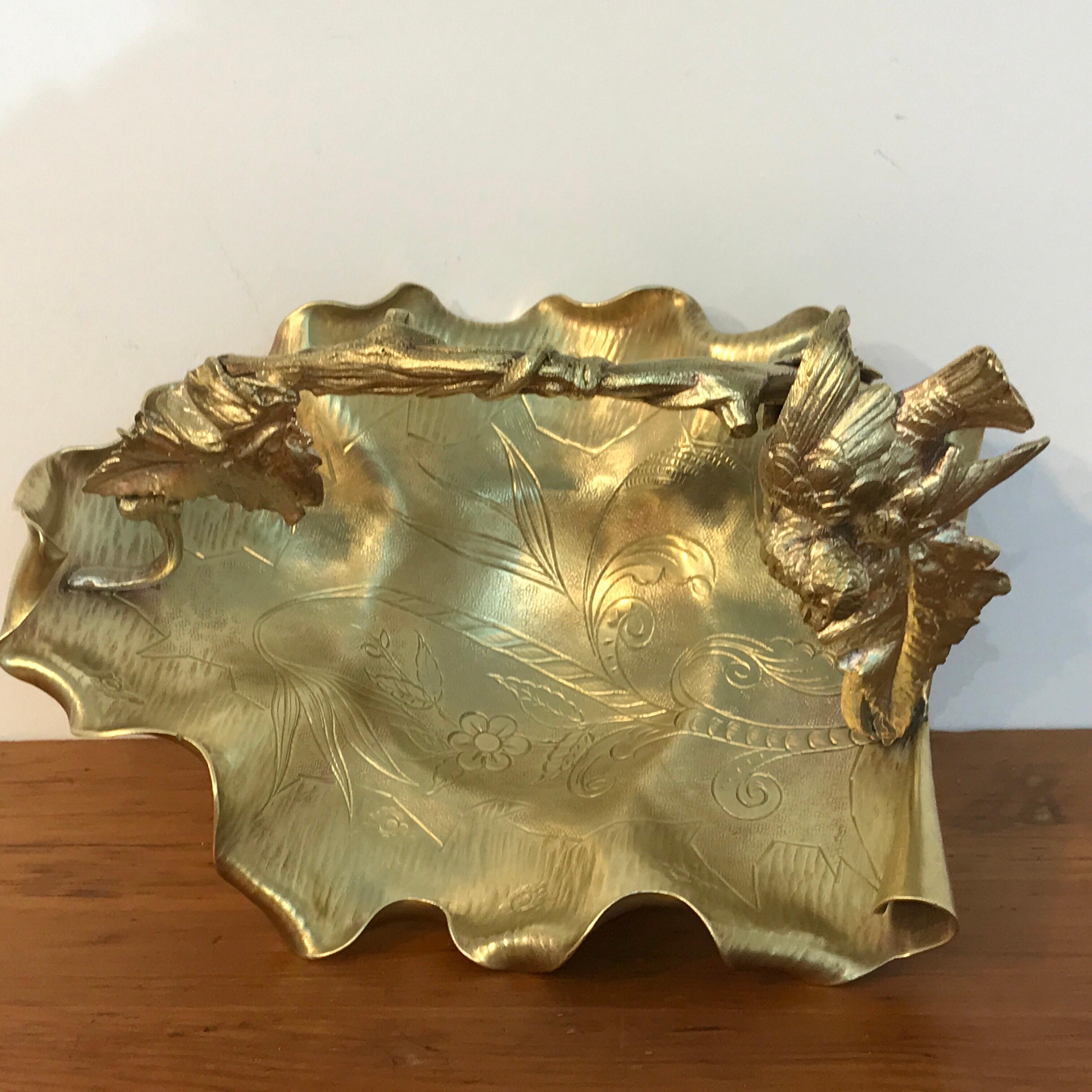 Austrian Gilt Bronze Bird Motif Basket For Sale 7