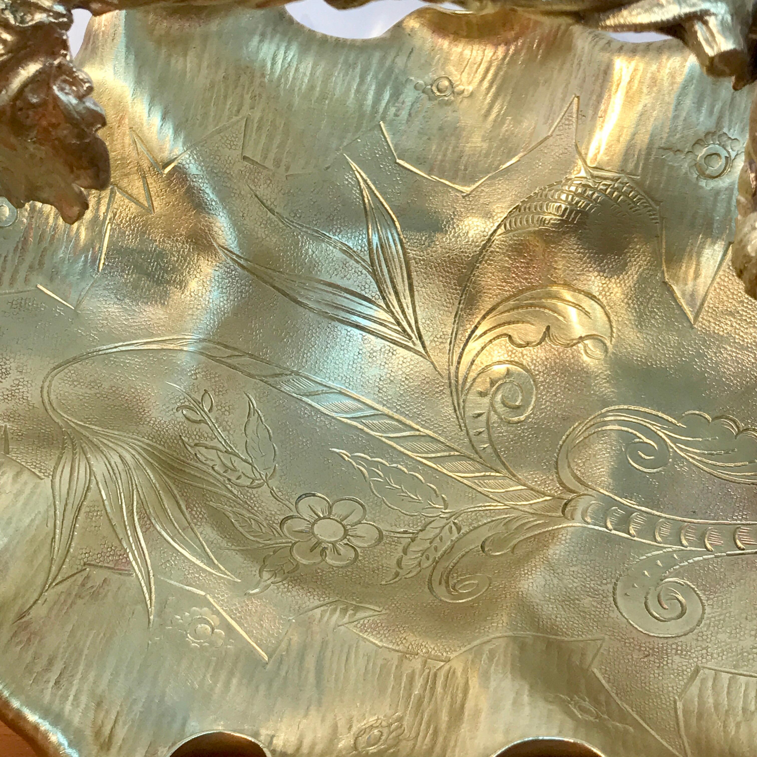 Austrian Gilt Bronze Bird Motif Basket For Sale 8