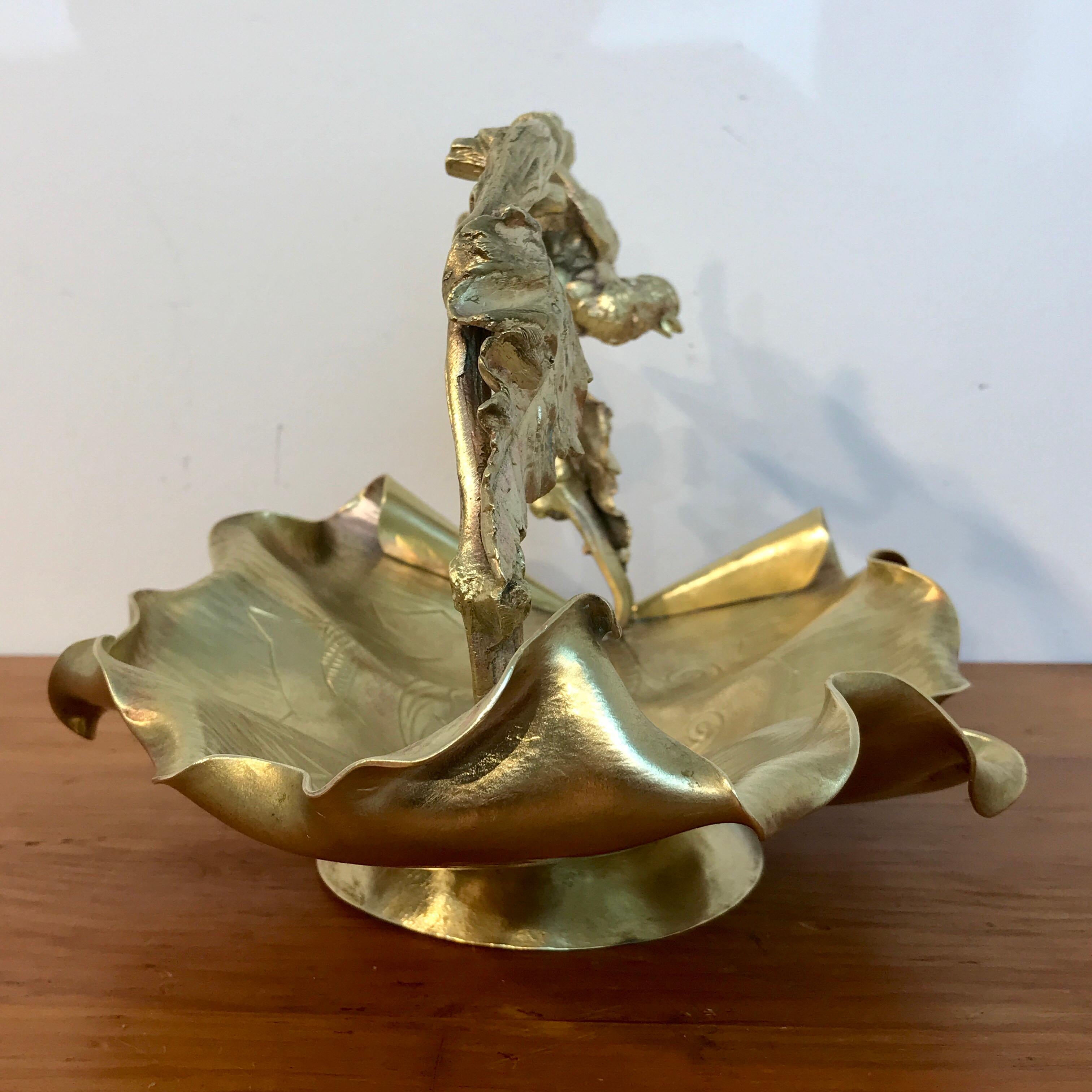 Austrian Gilt Bronze Bird Motif Basket For Sale 1