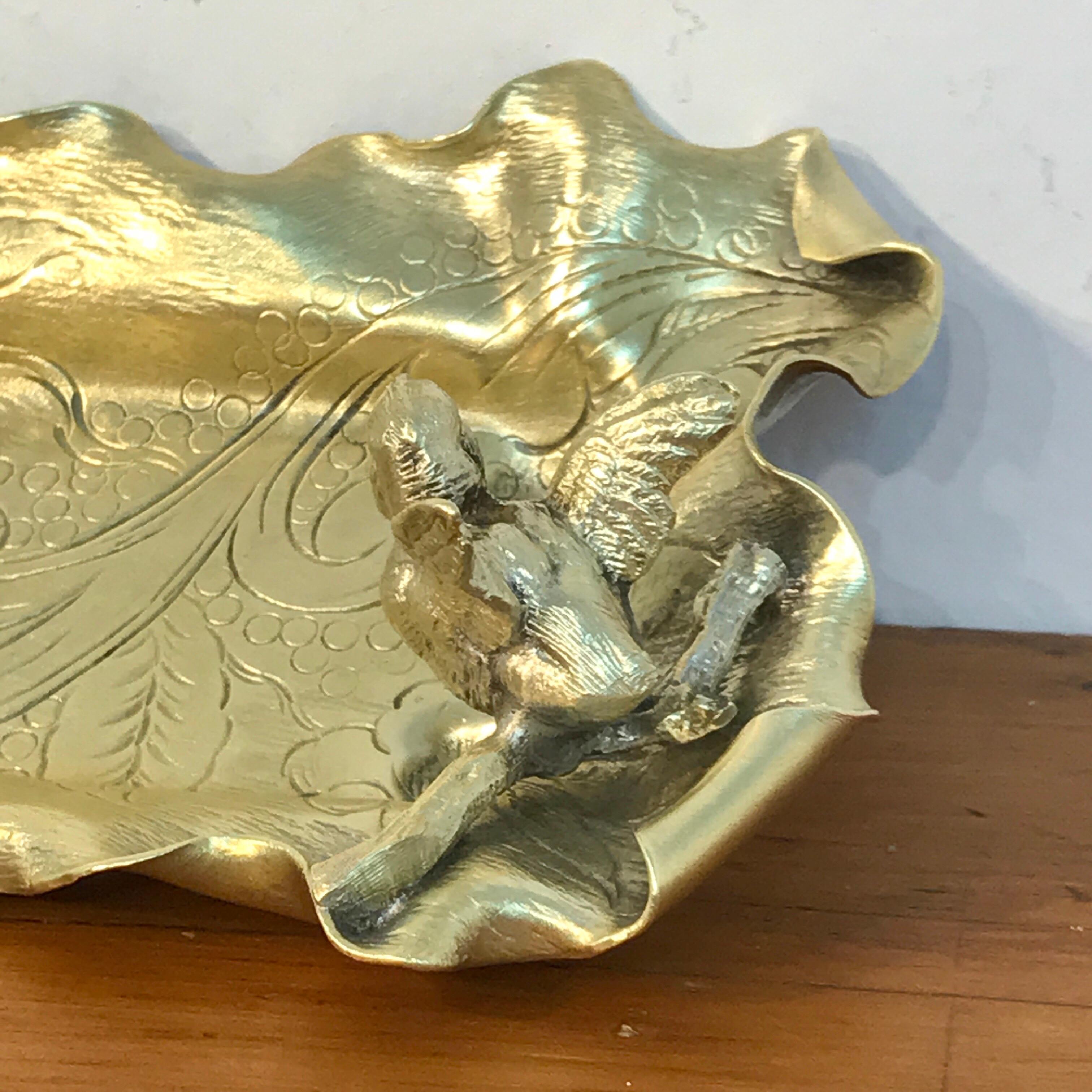Austrian Gilt Bronze Bird Motif Vide-Poche For Sale 1