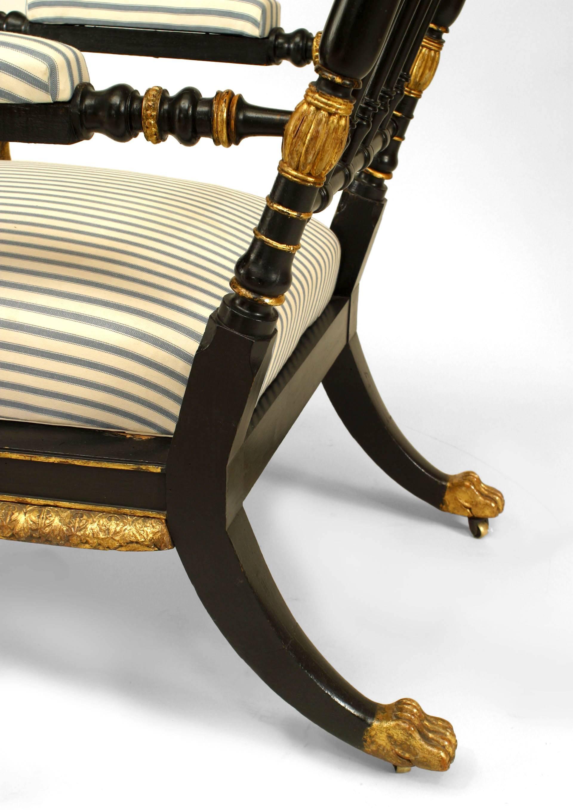 Gold Leaf Austrian Gilt Trimmed Spindle Design Armchair, c. 1830