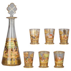 Ensemble de liqueurs en verre autrichien de style Lobmeyer, vers 1860