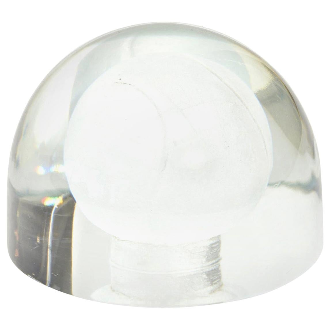 Glass Embedded Tennis Ball Paperweight Sculpture Desk Accessory