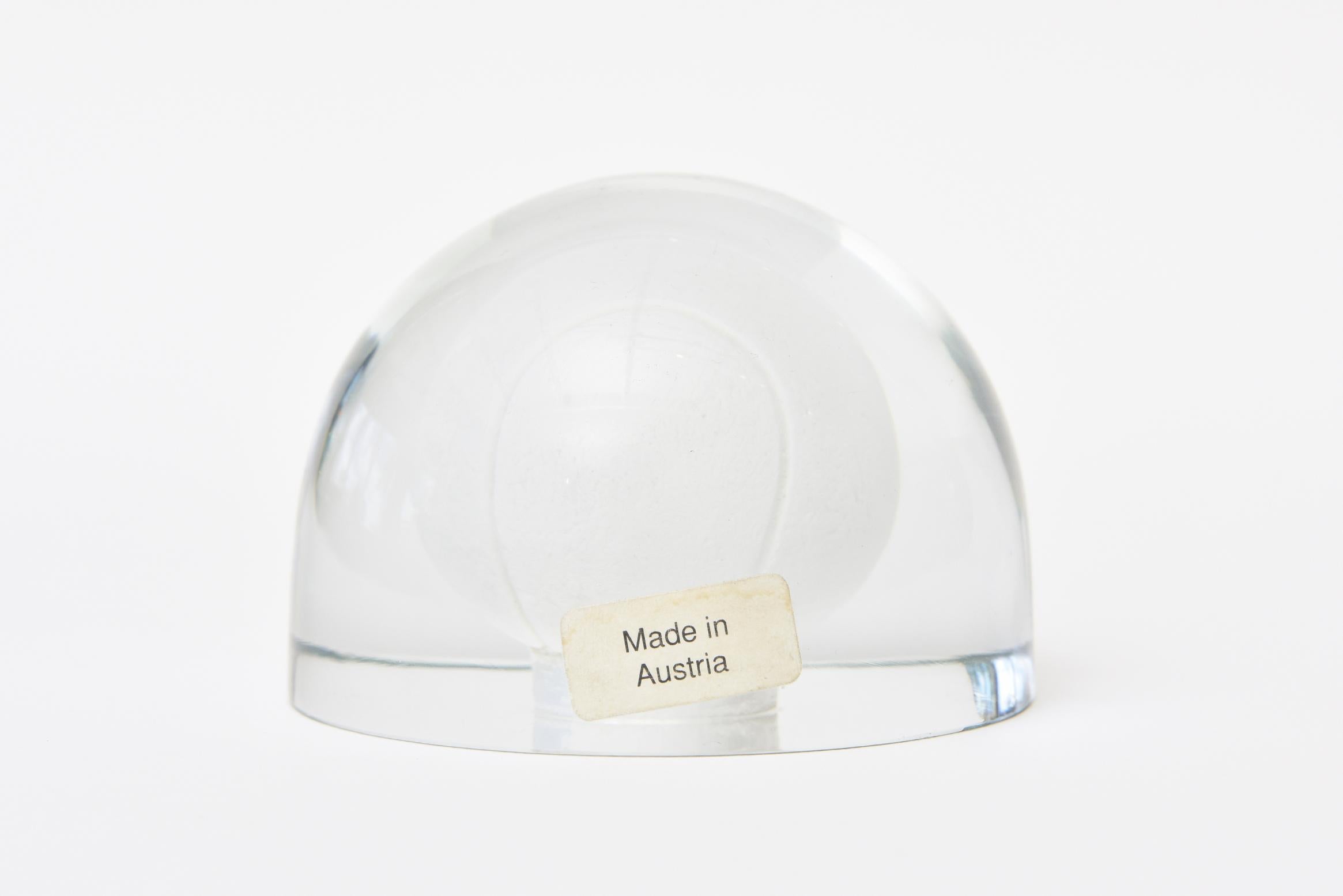 Austrian Glass Embedded Tennis Ball Paperweight Sculpture Desk Accessory