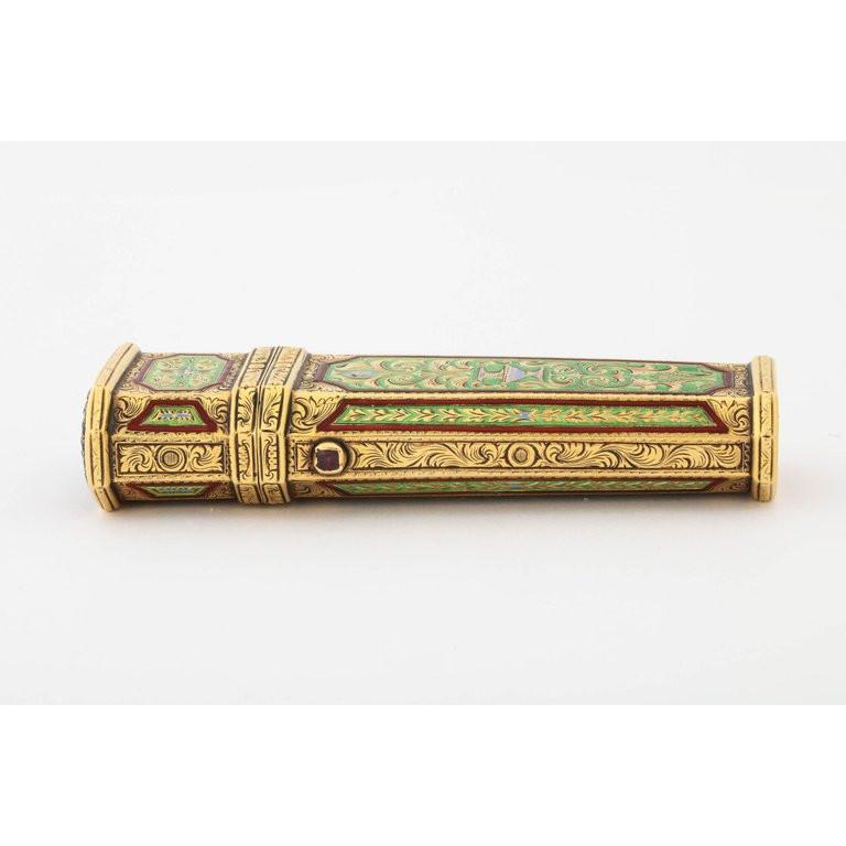 Austrian Gold, Enamel, and Jewel-Set Necessaire Etui Box Case, 19th ...