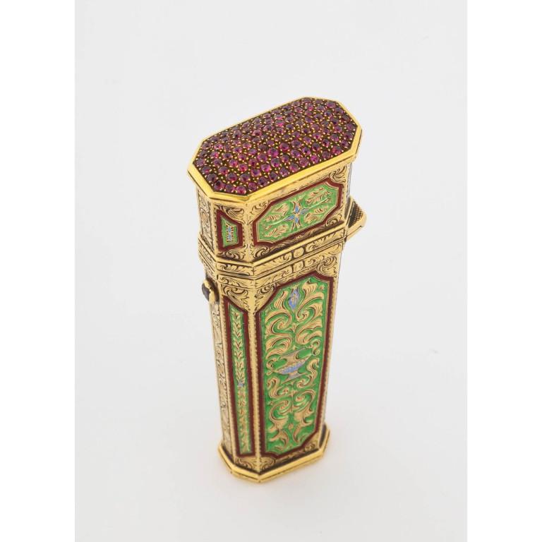 Austrian Gold, Enamel, and Jewel-Set Necessaire Etui Box Case, 19th ...